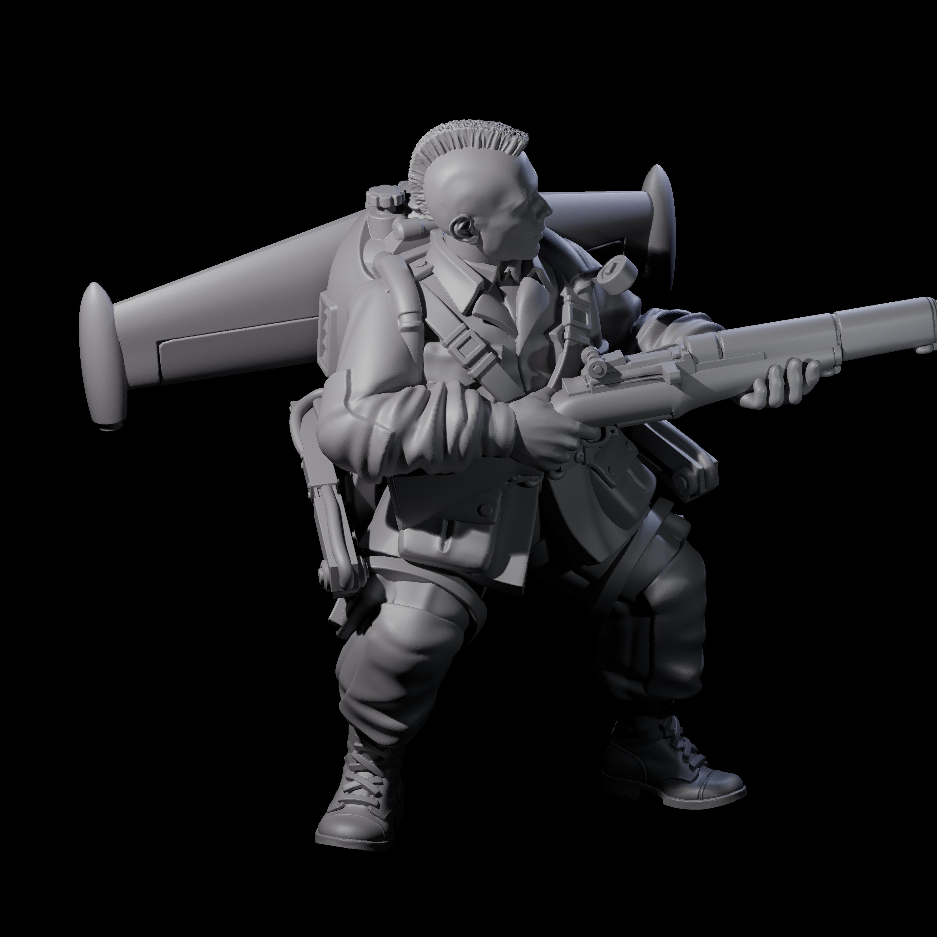 Weird War USA Diving Jetpack Rifleman D Miniature for Dungeons and Dragons, Pathfinder or other TTRPGs