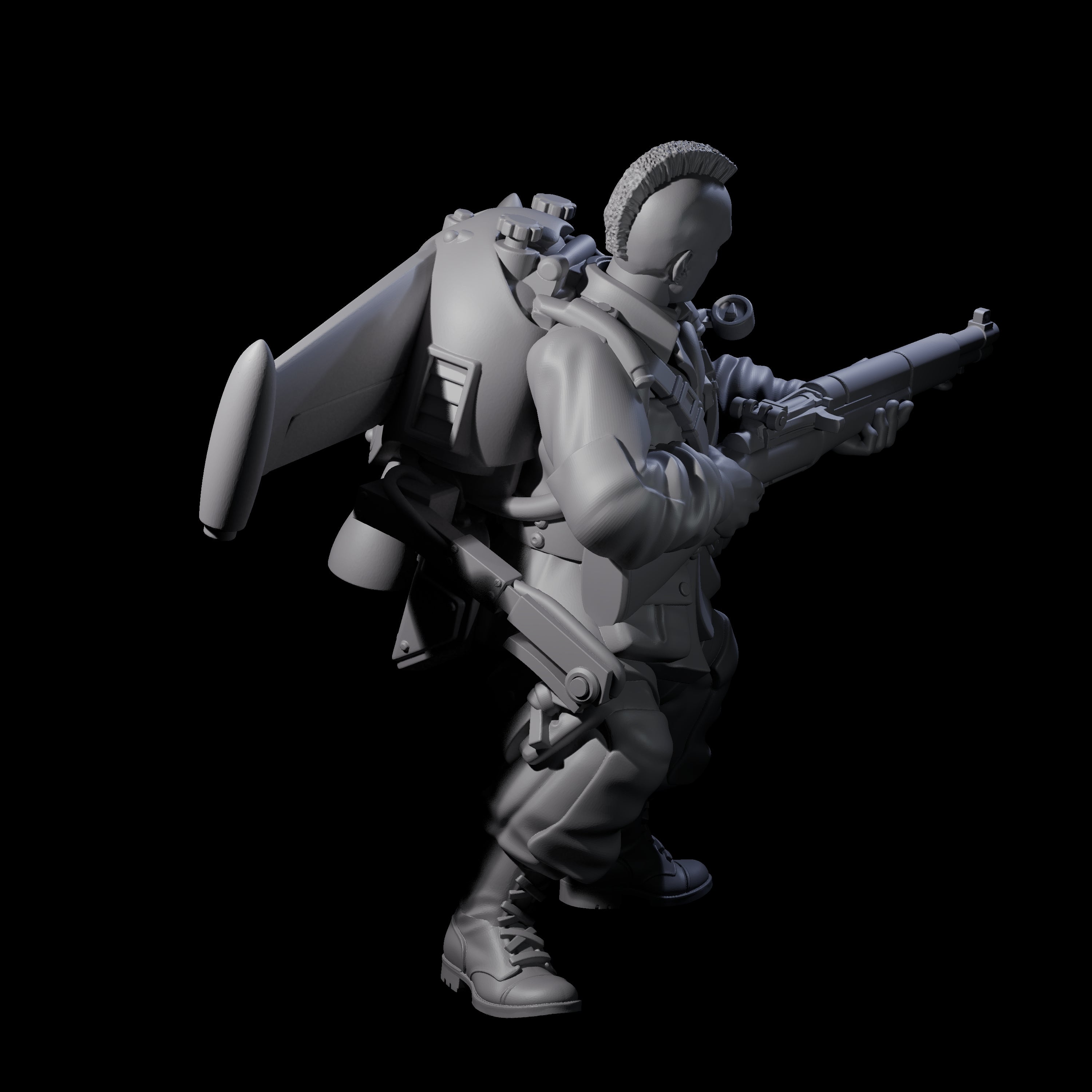 Weird War USA Diving Jetpack Rifleman D Miniature for Dungeons and Dragons, Pathfinder or other TTRPGs