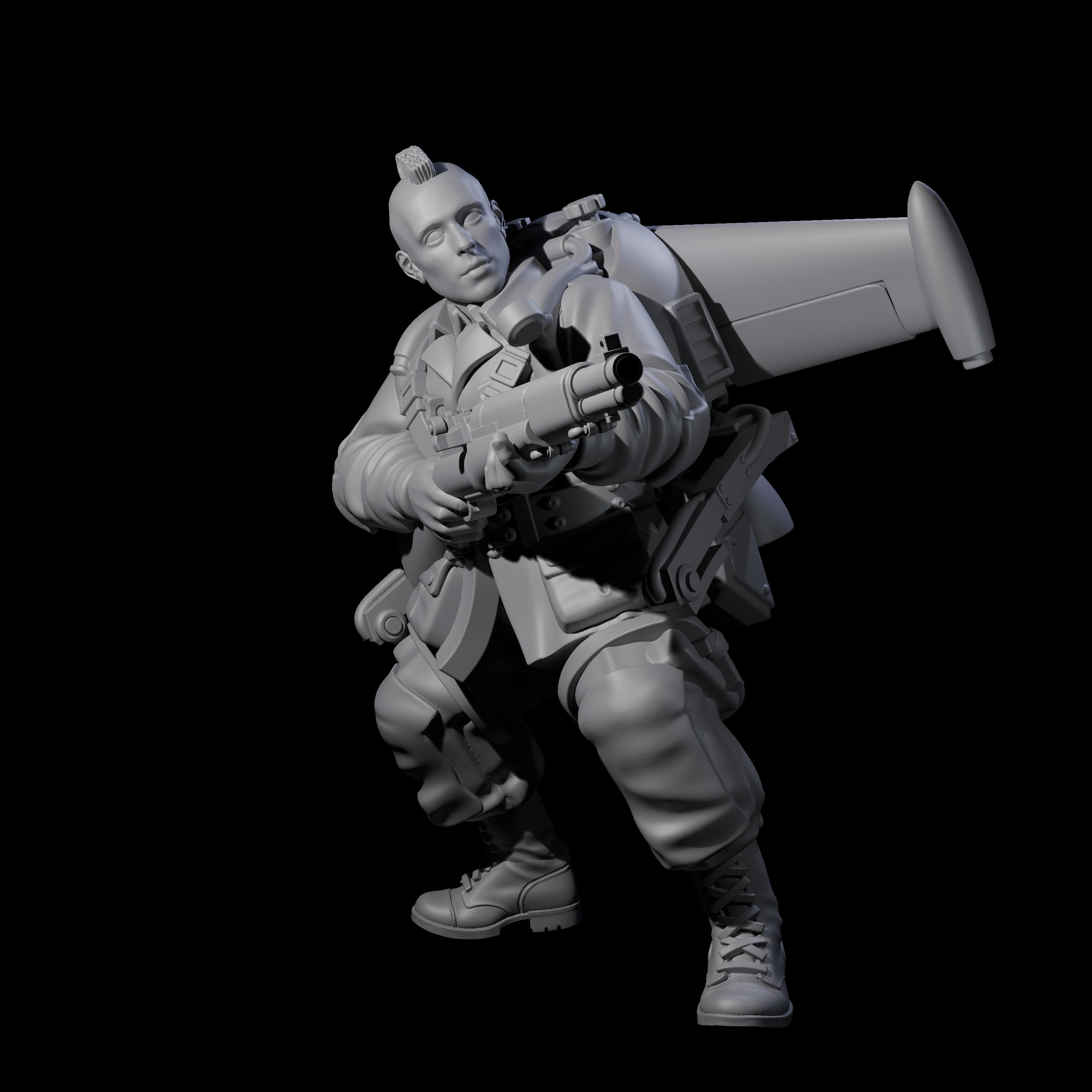 Weird War USA Diving Jetpack Rifleman D Miniature for Dungeons and Dragons, Pathfinder or other TTRPGs