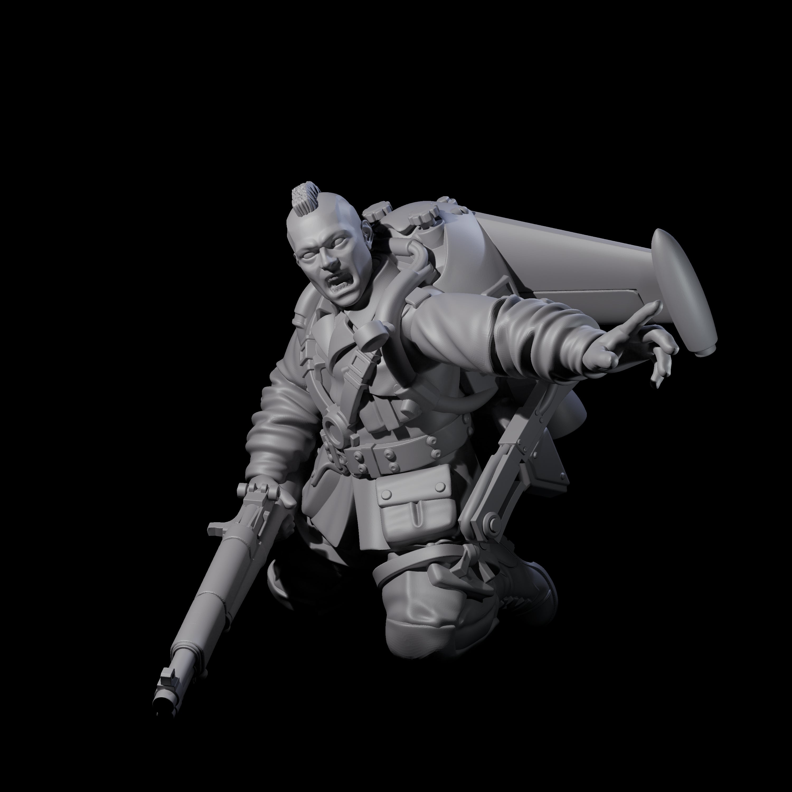 Weird War USA Diving Jetpack Rifleman E Miniature for Dungeons and Dragons, Pathfinder or other TTRPGs