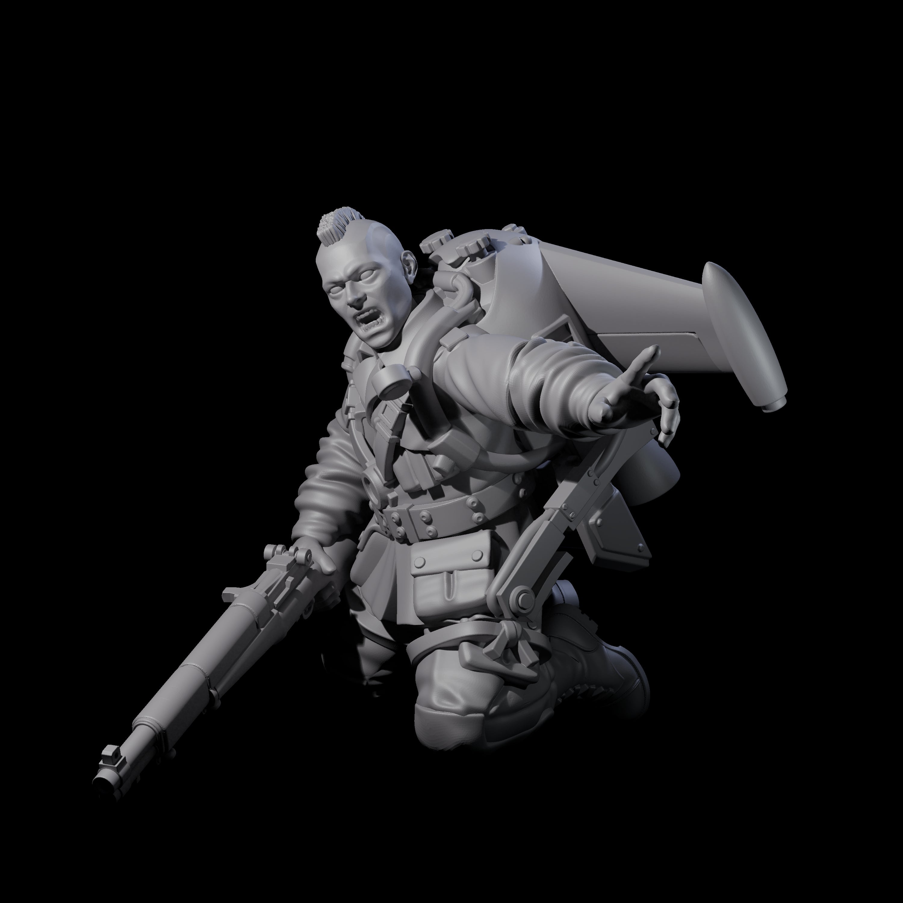 Weird War USA Diving Jetpack Rifleman E Miniature for Dungeons and Dragons, Pathfinder or other TTRPGs