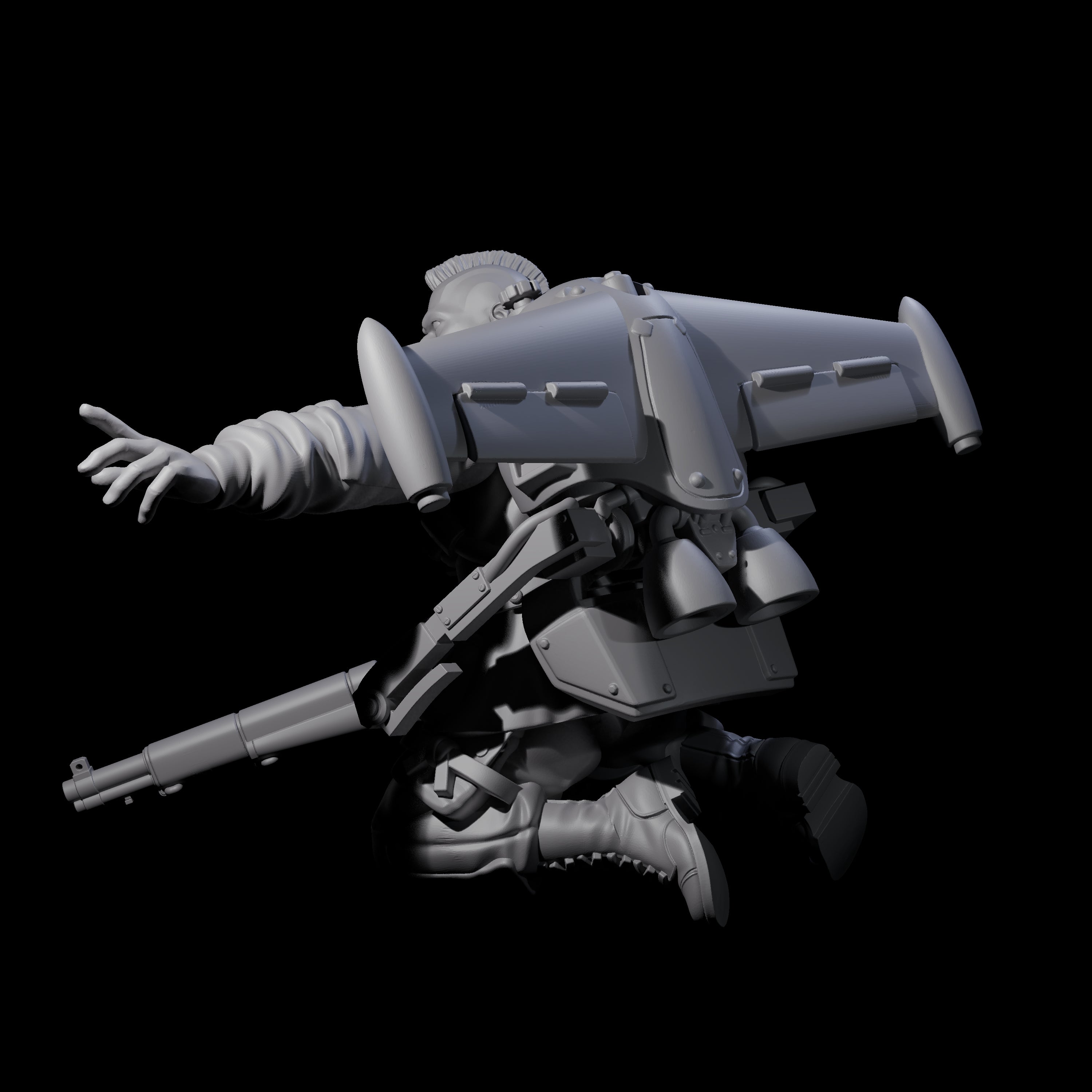 Weird War USA Diving Jetpack Rifleman E Miniature for Dungeons and Dragons, Pathfinder or other TTRPGs