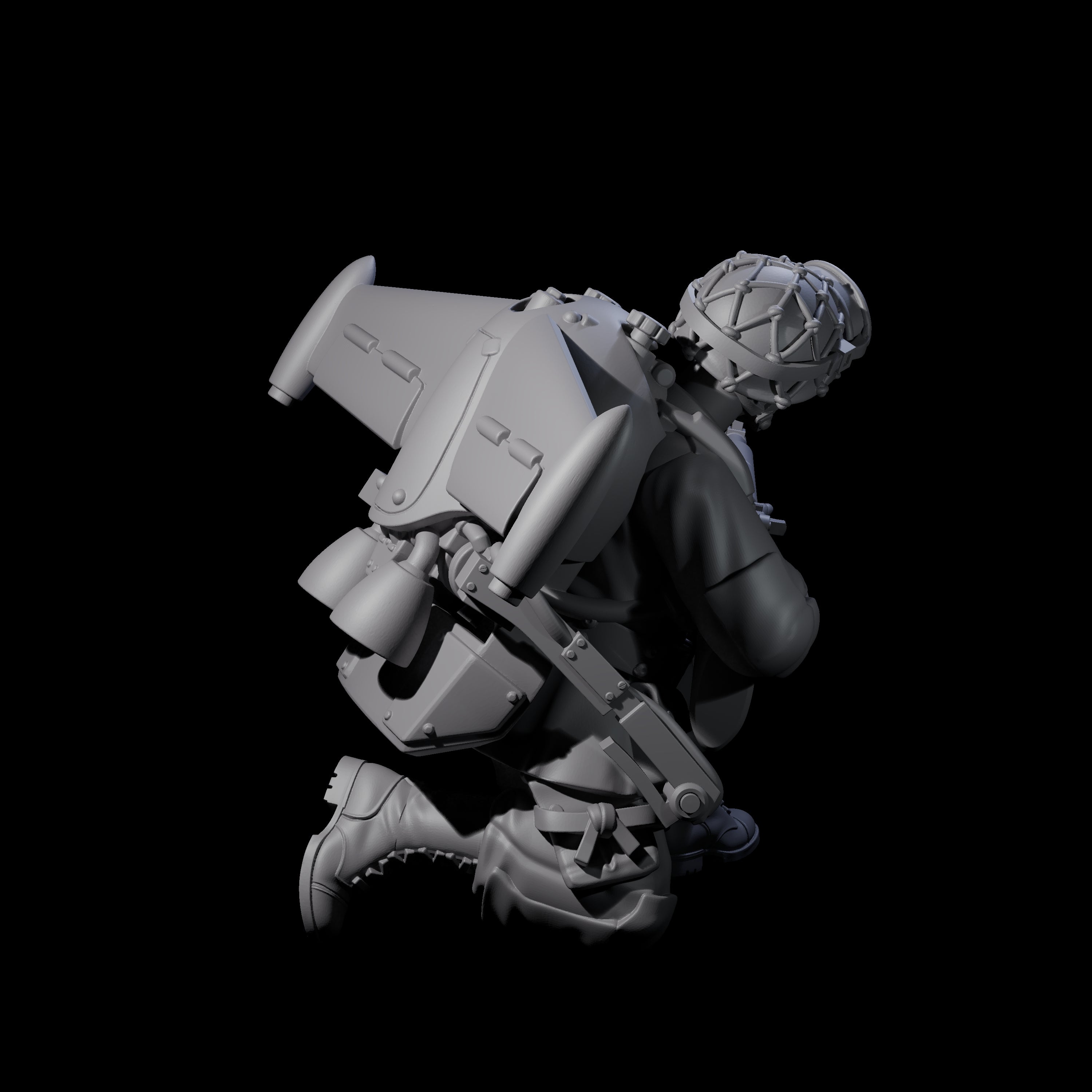 Weird War USA Diving Jetpack Rifleman F Miniature for Dungeons and Dragons, Pathfinder or other TTRPGs