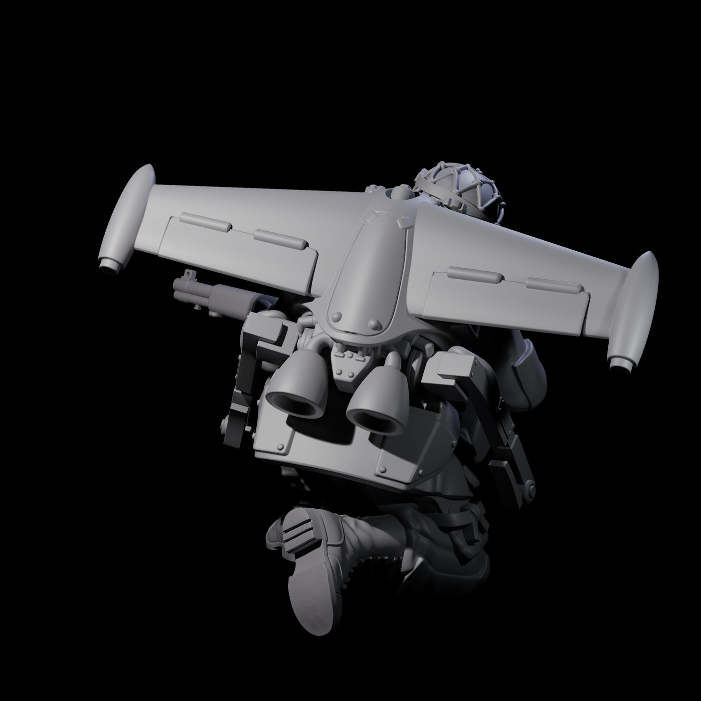 Weird War USA Diving Jetpack Rifleman F Miniature for Dungeons and Dragons, Pathfinder or other TTRPGs