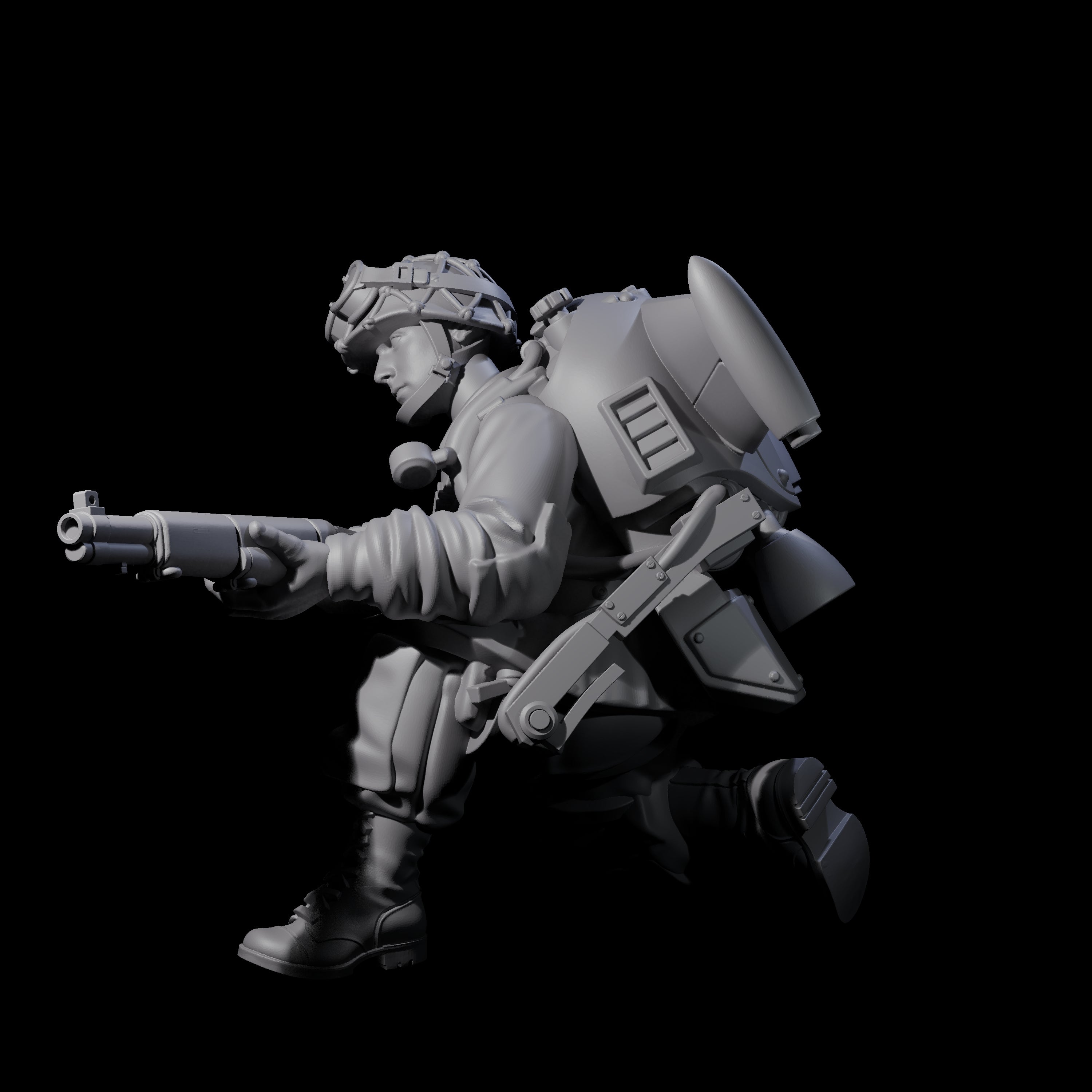 Weird War USA Diving Jetpack Rifleman F Miniature for Dungeons and Dragons, Pathfinder or other TTRPGs