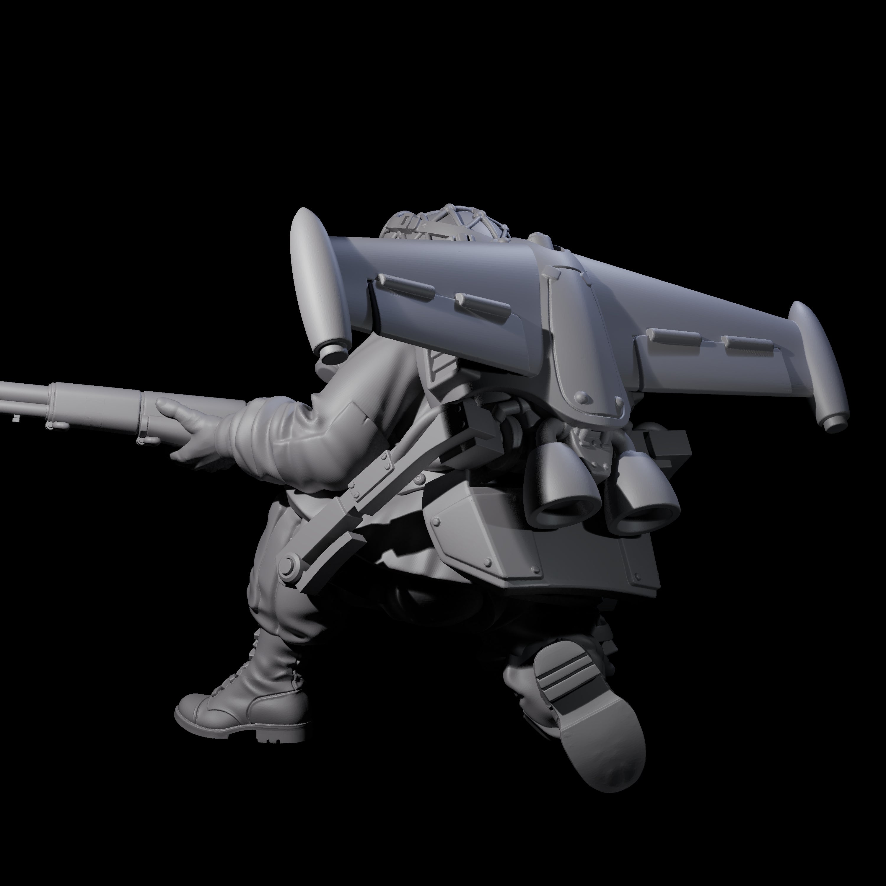 Weird War USA Diving Jetpack Rifleman F Miniature for Dungeons and Dragons, Pathfinder or other TTRPGs