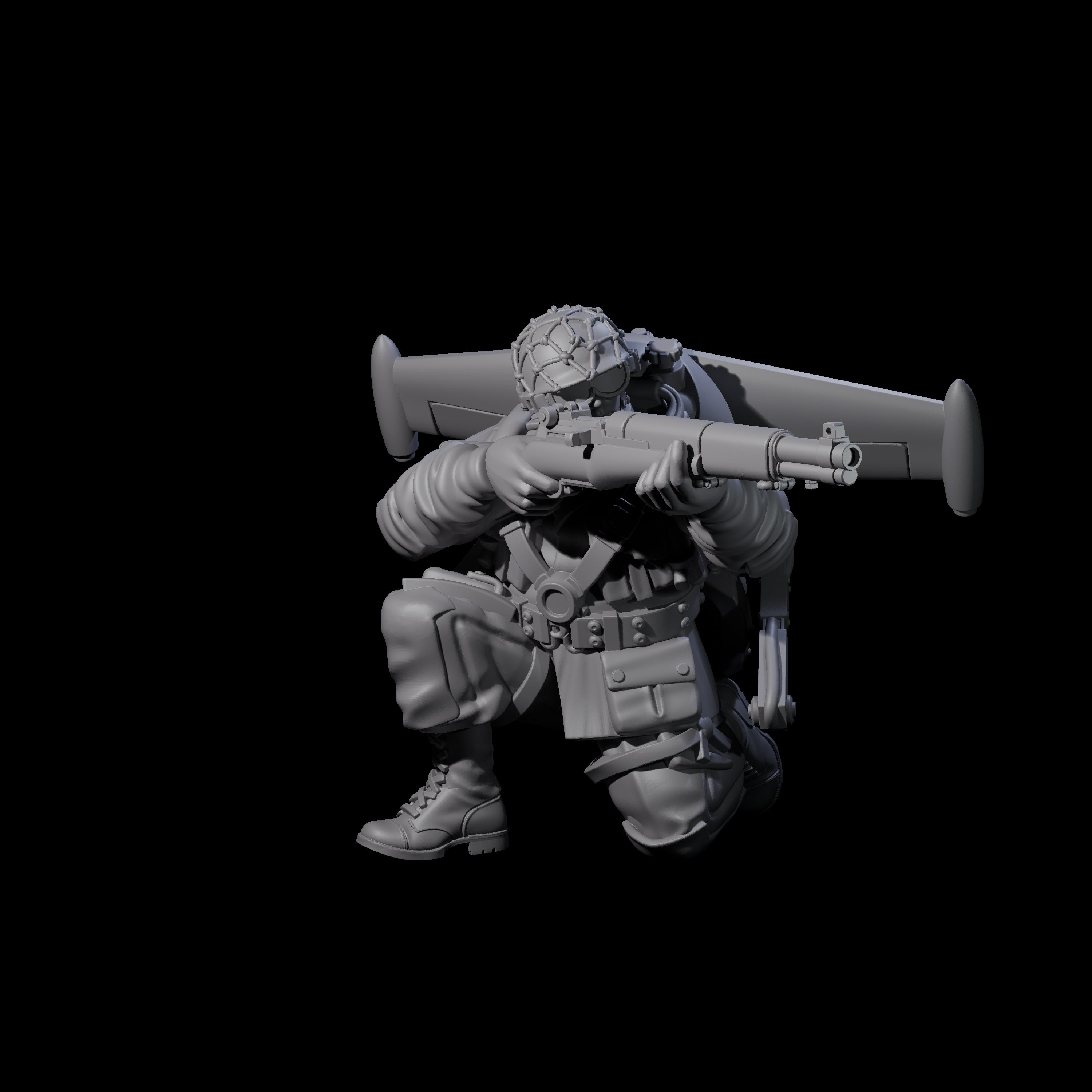 Weird War USA Diving Jetpack Rifleman G Miniature for Dungeons and Dragons, Pathfinder or other TTRPGs