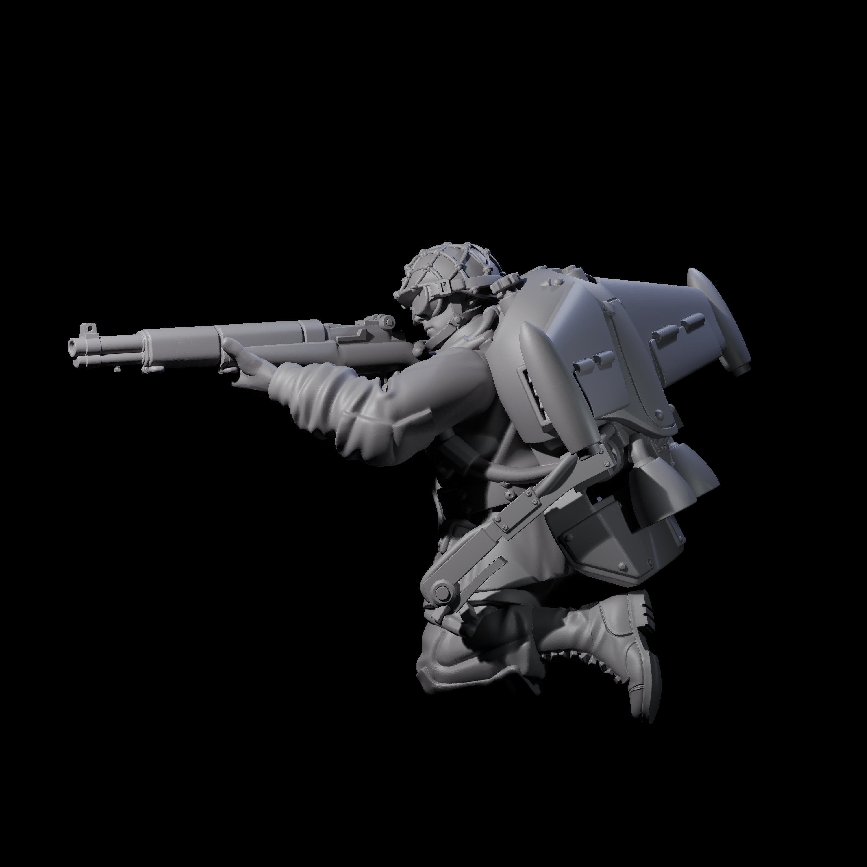 Weird War USA Diving Jetpack Rifleman G Miniature for Dungeons and Dragons, Pathfinder or other TTRPGs