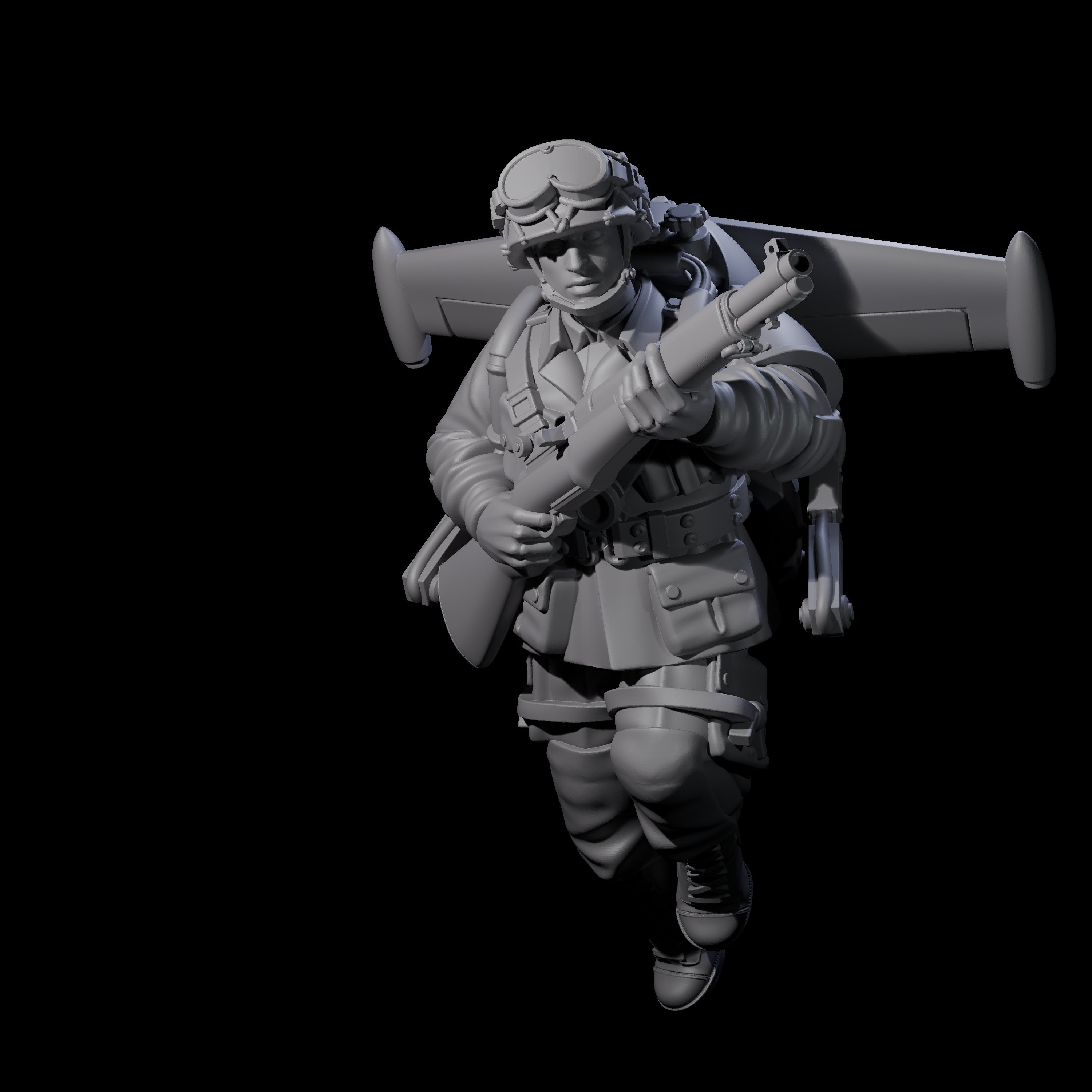 Weird War USA Diving Jetpack Rifleman H Miniature for Dungeons and Dragons, Pathfinder or other TTRPGs