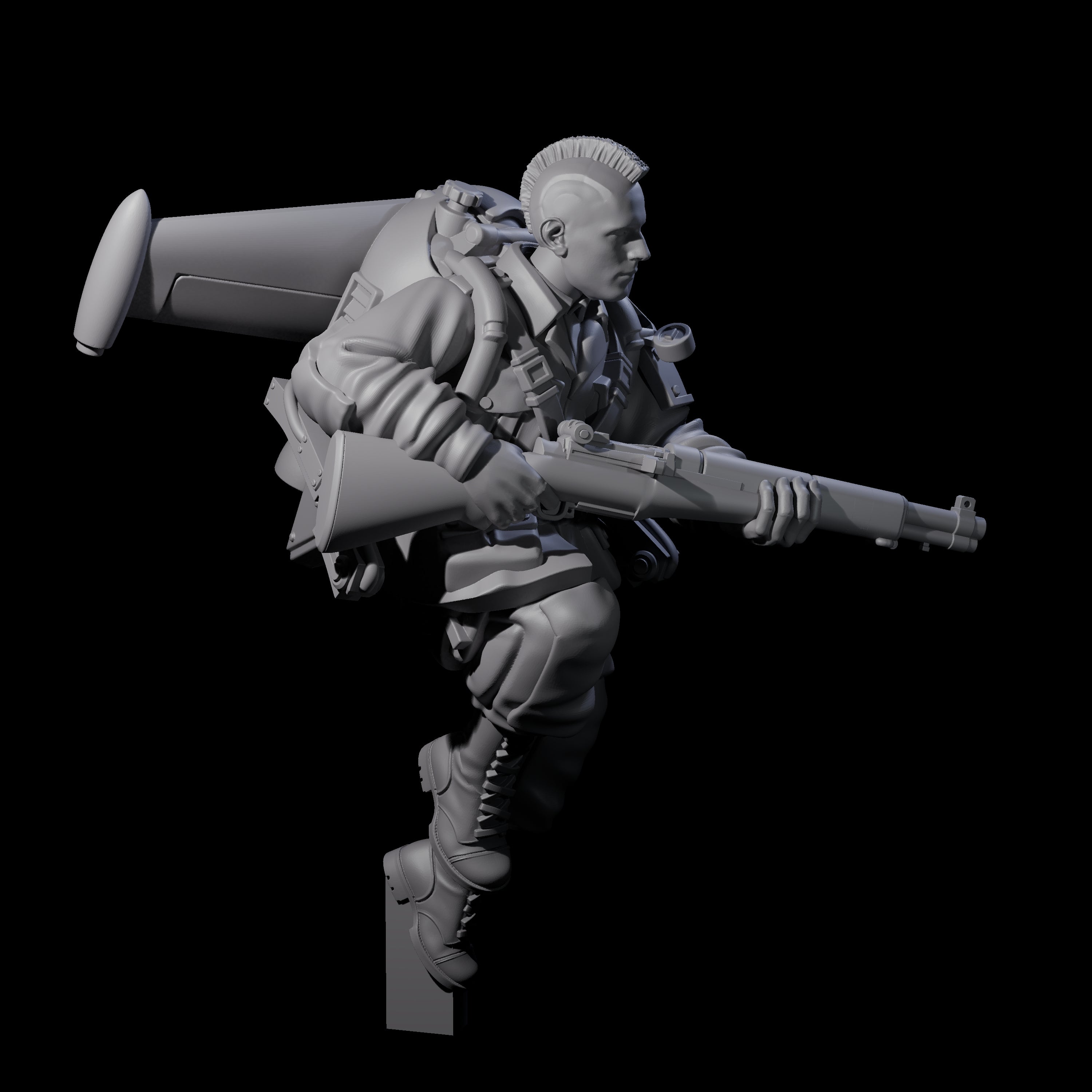 Weird War USA Diving Jetpack Rifleman I Miniature for Dungeons and Dragons, Pathfinder or other TTRPGs
