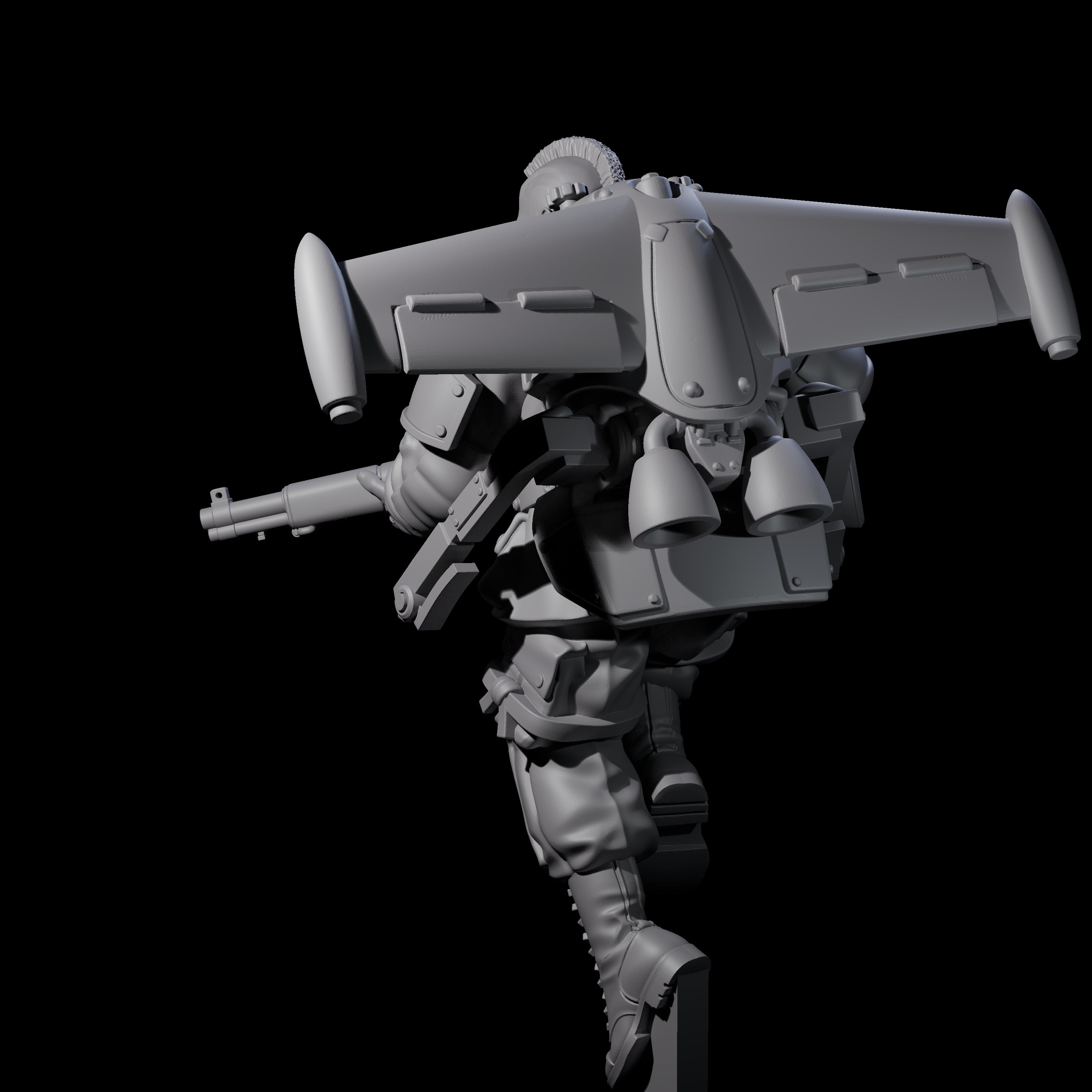 Weird War USA Diving Jetpack Rifleman I Miniature for Dungeons and Dragons, Pathfinder or other TTRPGs