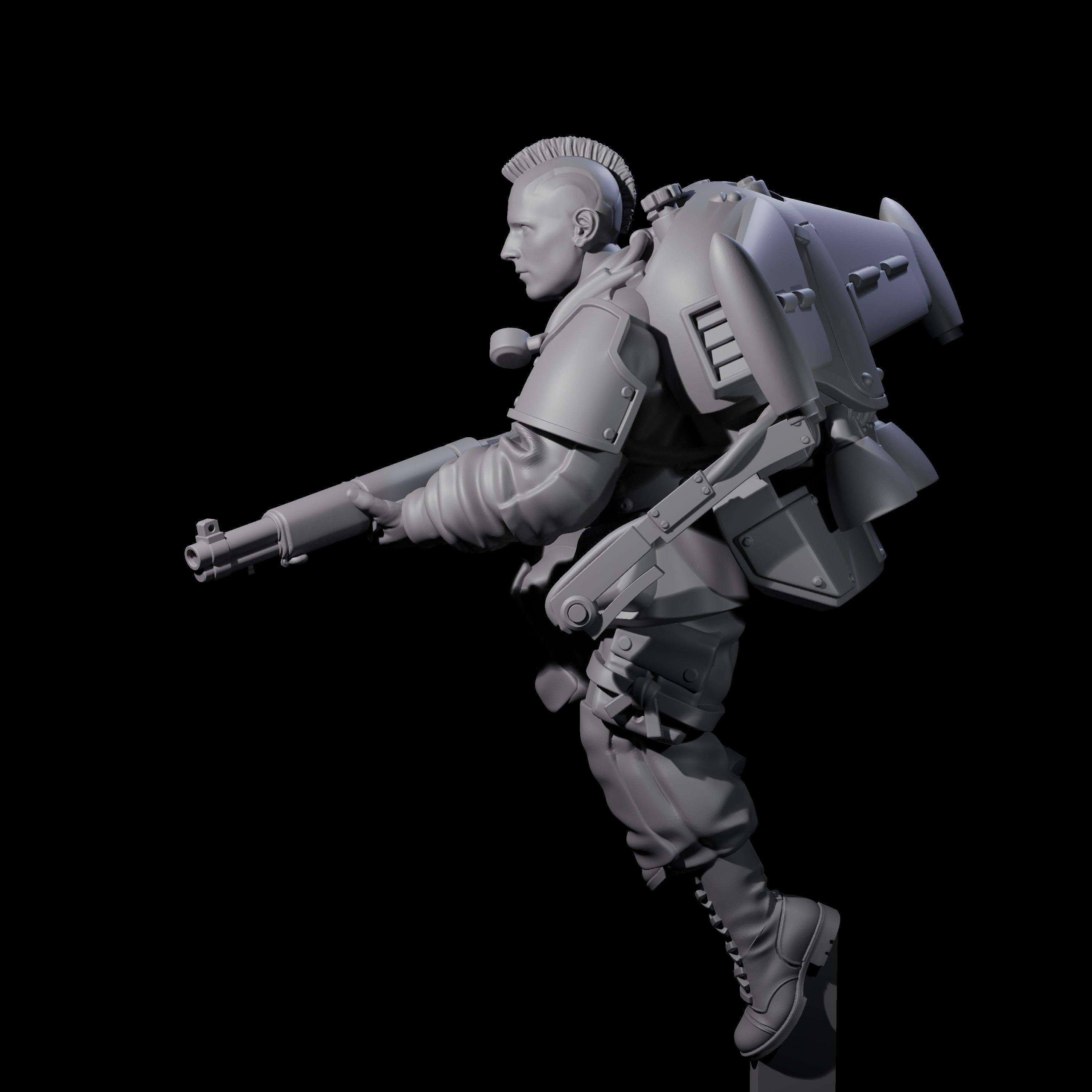Weird War USA Diving Jetpack Rifleman I Miniature for Dungeons and Dragons, Pathfinder or other TTRPGs