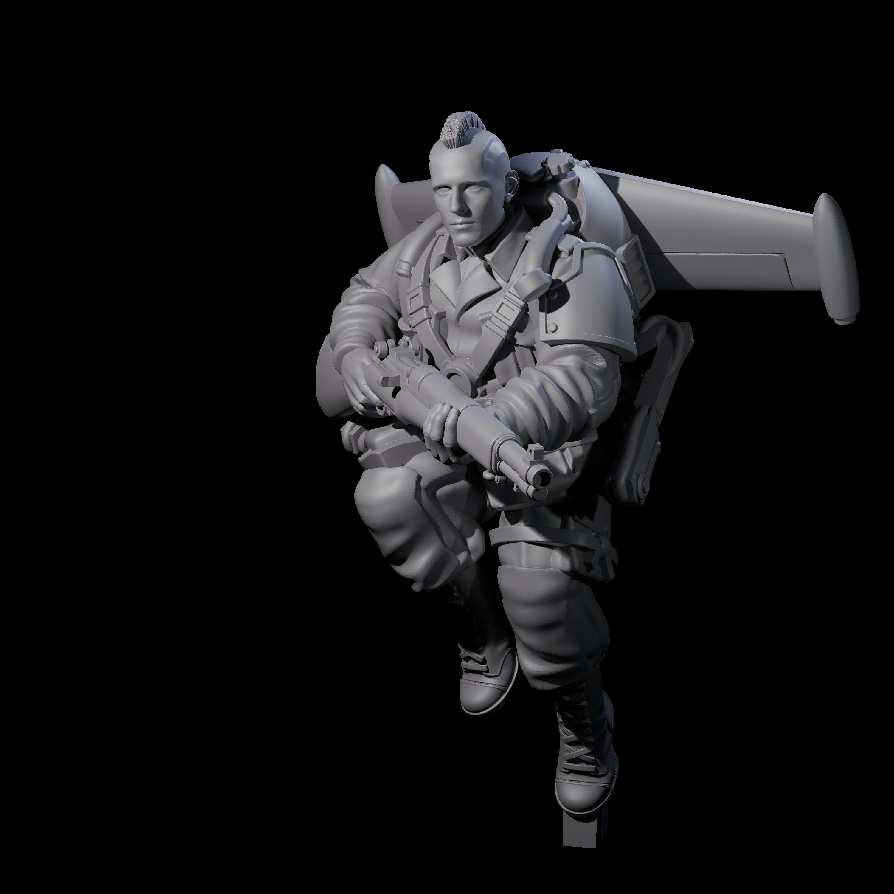 Weird War USA Diving Jetpack Rifleman I Miniature for Dungeons and Dragons, Pathfinder or other TTRPGs