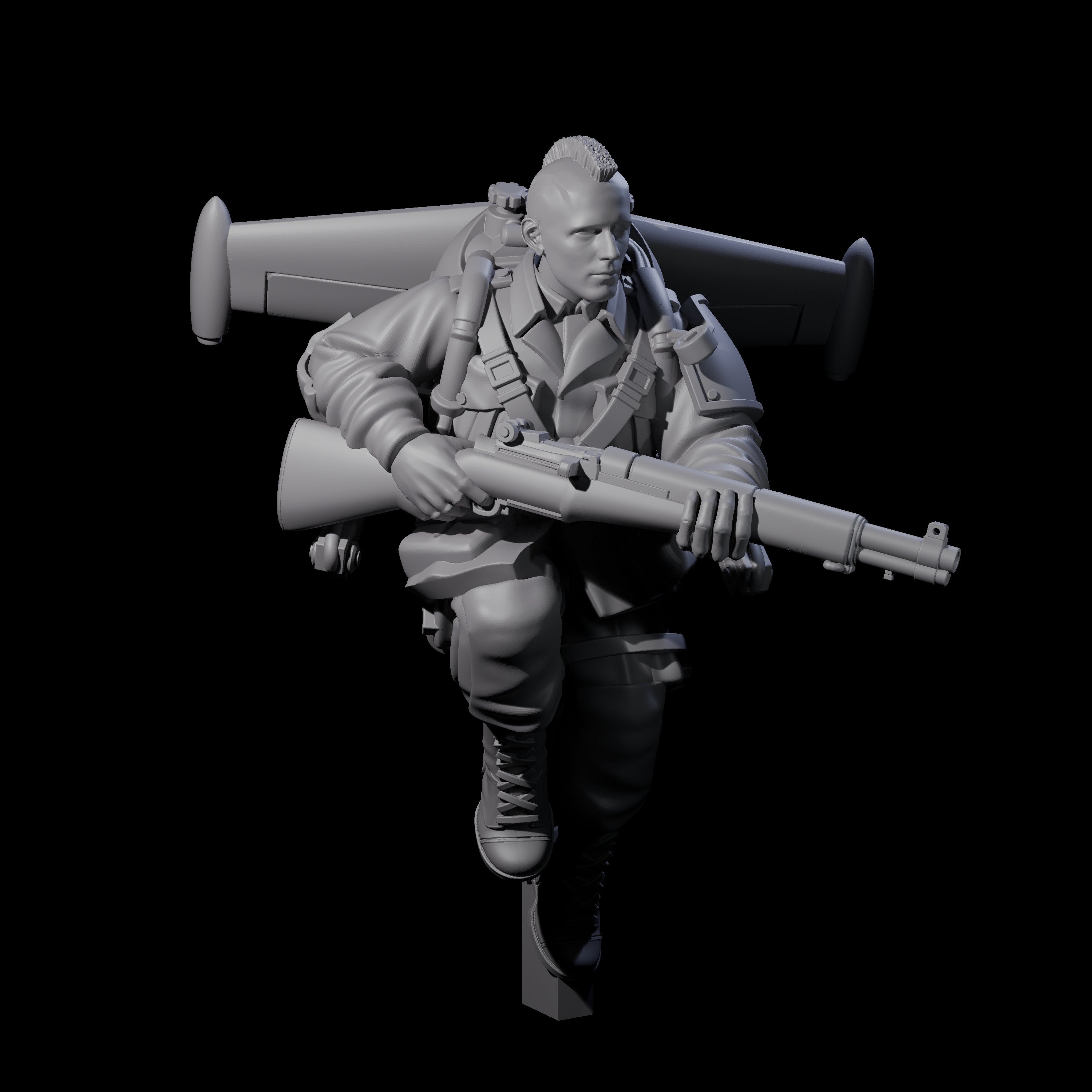 Weird War USA Diving Jetpack Rifleman I Miniature for Dungeons and Dragons, Pathfinder or other TTRPGs