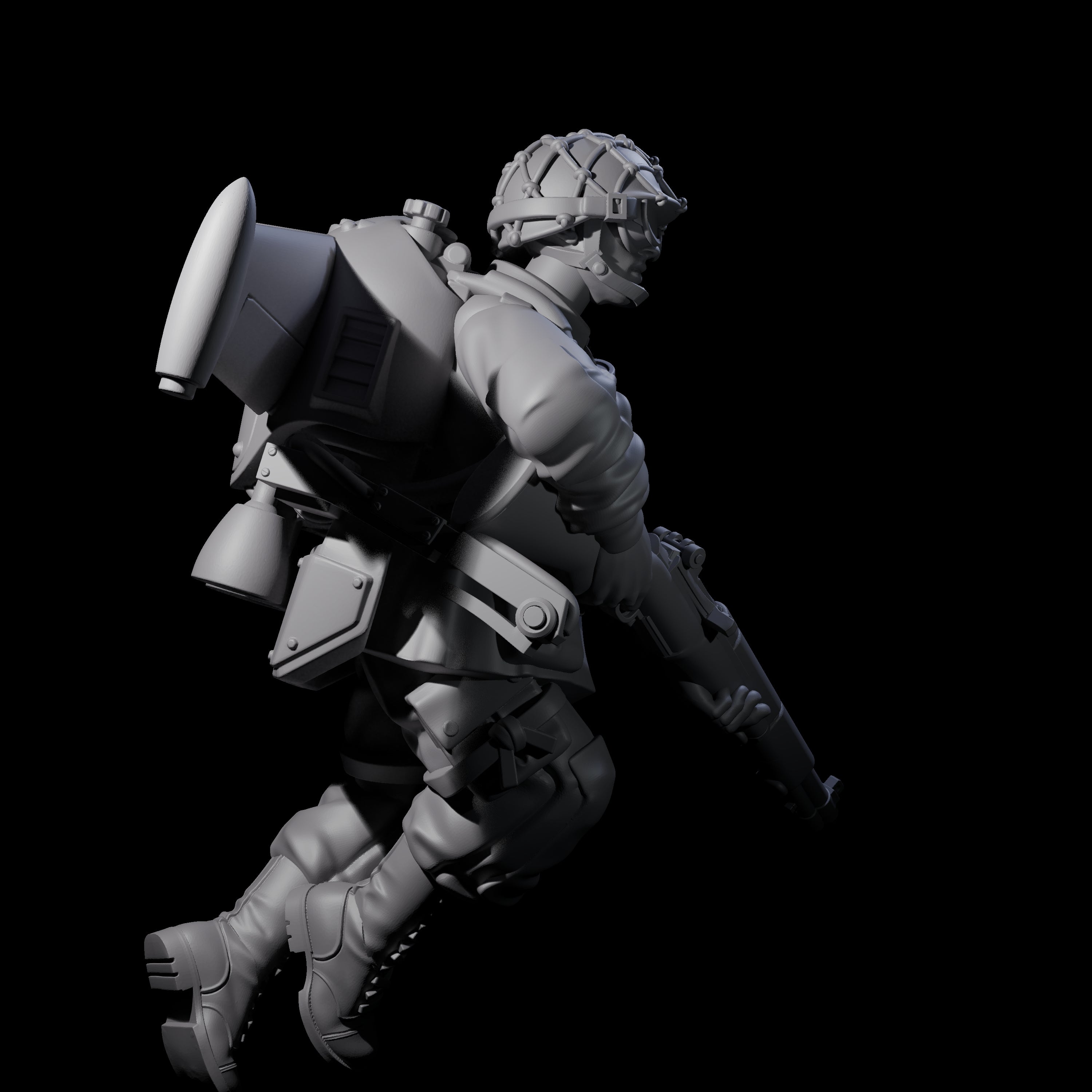 Weird War USA Diving Jetpack Rifleman J Miniature for Dungeons and Dragons, Pathfinder or other TTRPGs