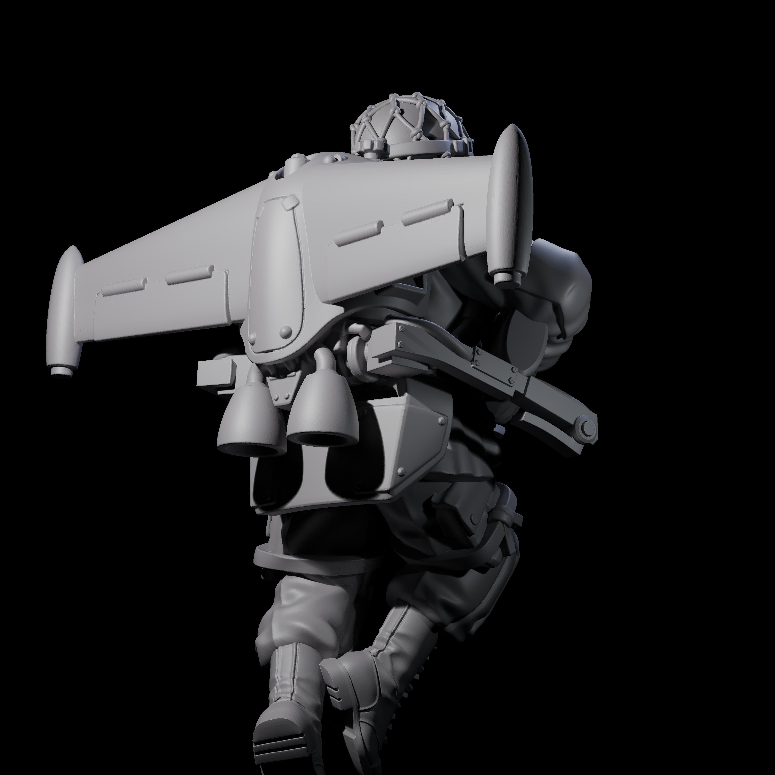 Weird War USA Diving Jetpack Rifleman J Miniature for Dungeons and Dragons, Pathfinder or other TTRPGs