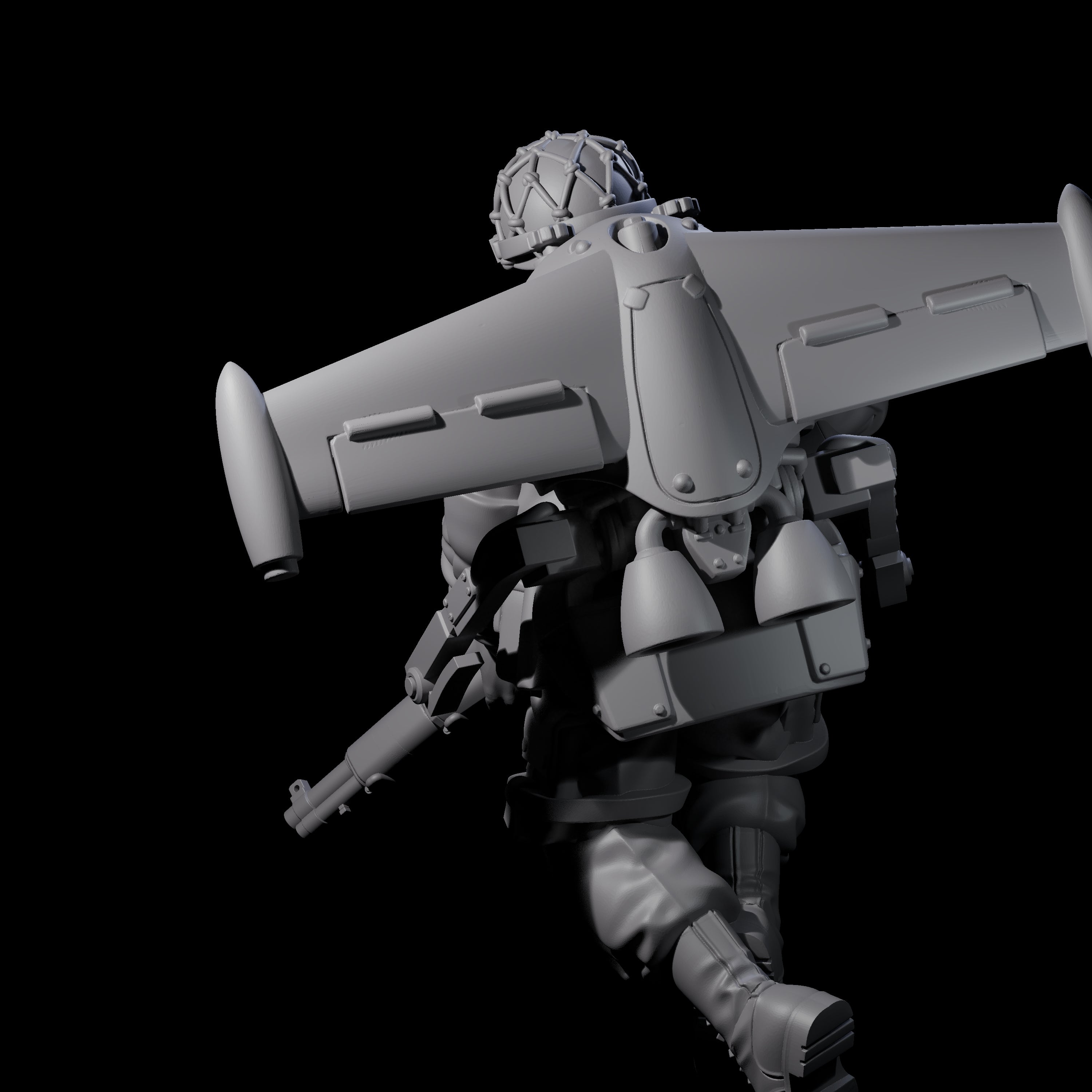 Weird War USA Diving Jetpack Rifleman J Miniature for Dungeons and Dragons, Pathfinder or other TTRPGs