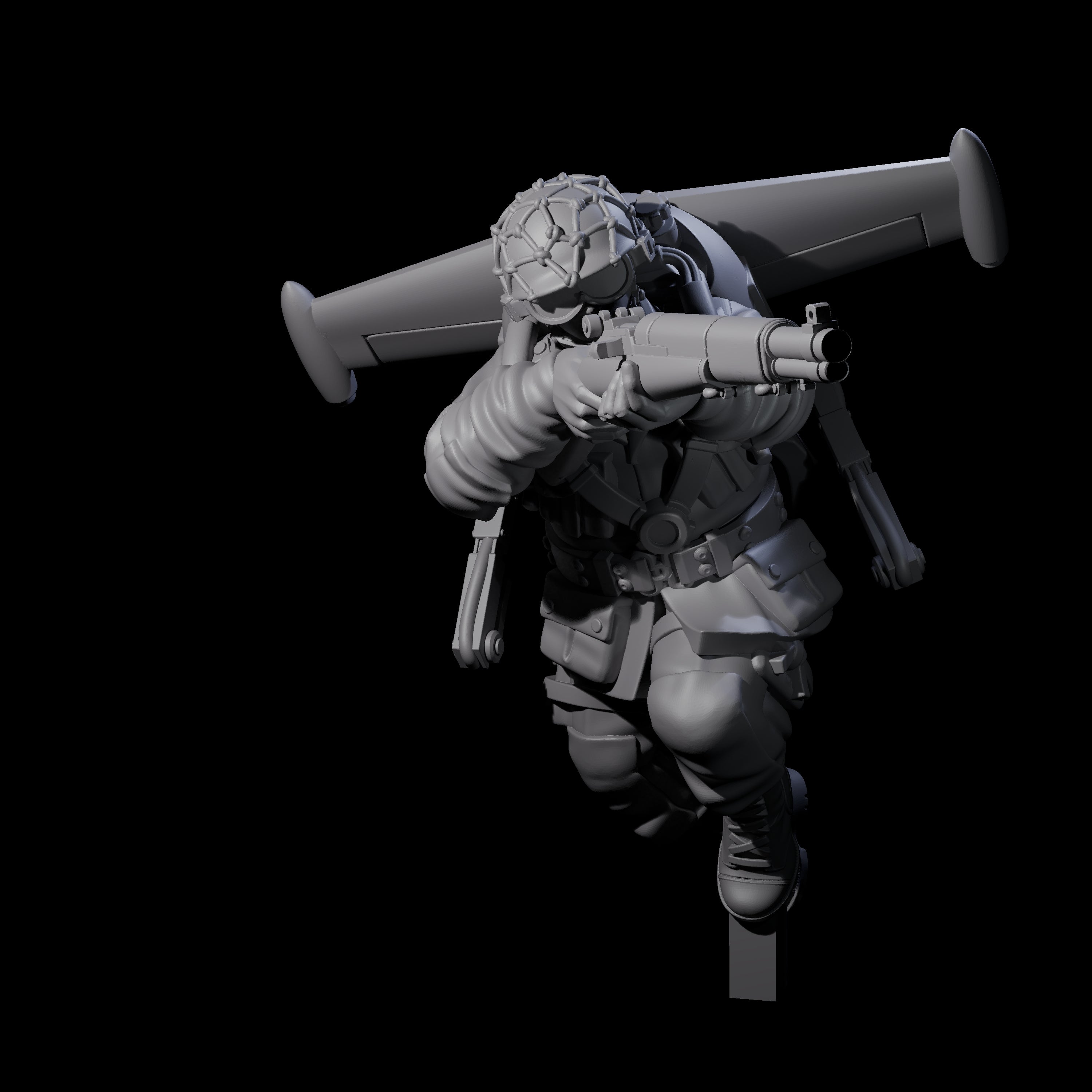 Weird War USA Diving Jetpack Rifleman K Miniature for Dungeons and Dragons, Pathfinder or other TTRPGs