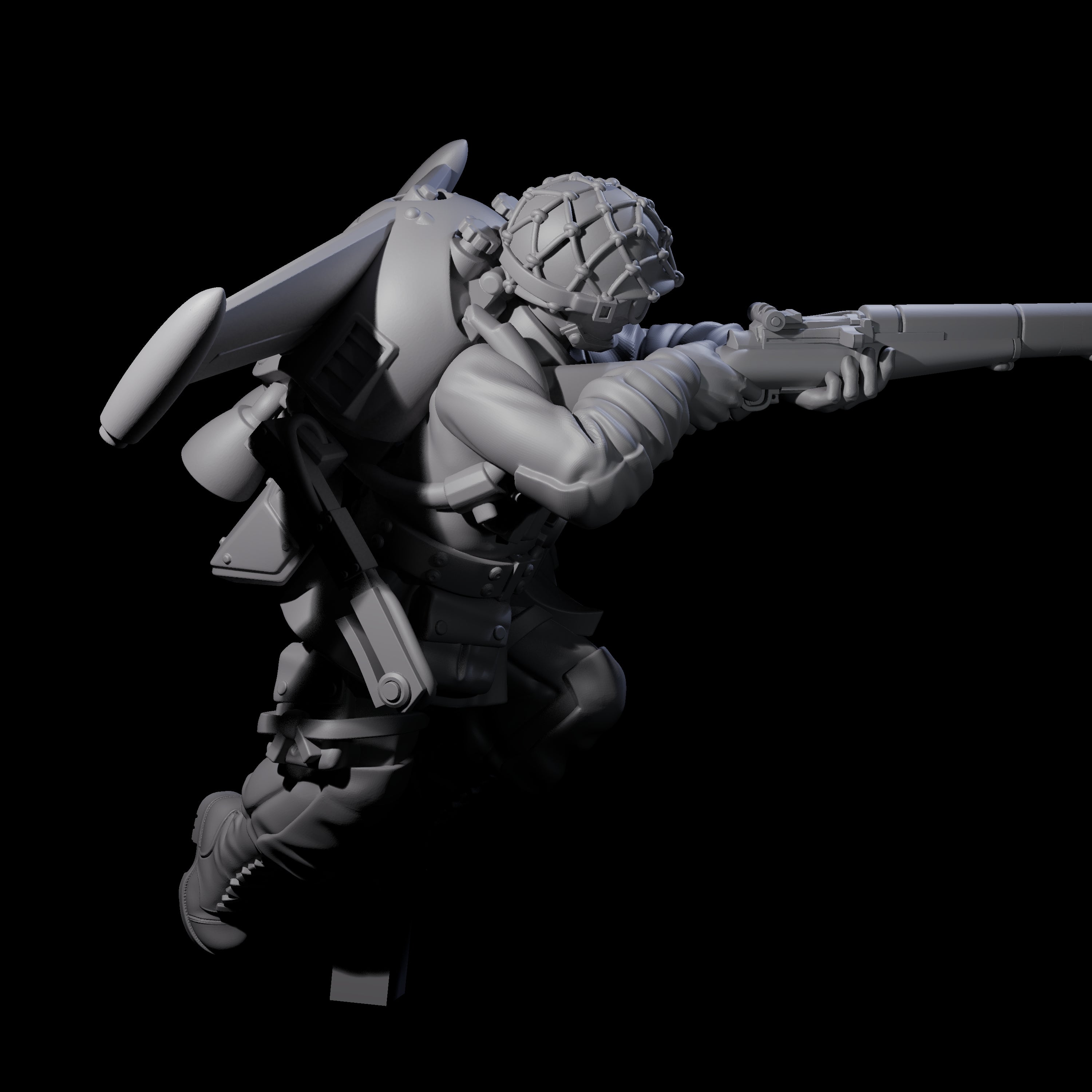 Weird War USA Diving Jetpack Rifleman K Miniature for Dungeons and Dragons, Pathfinder or other TTRPGs