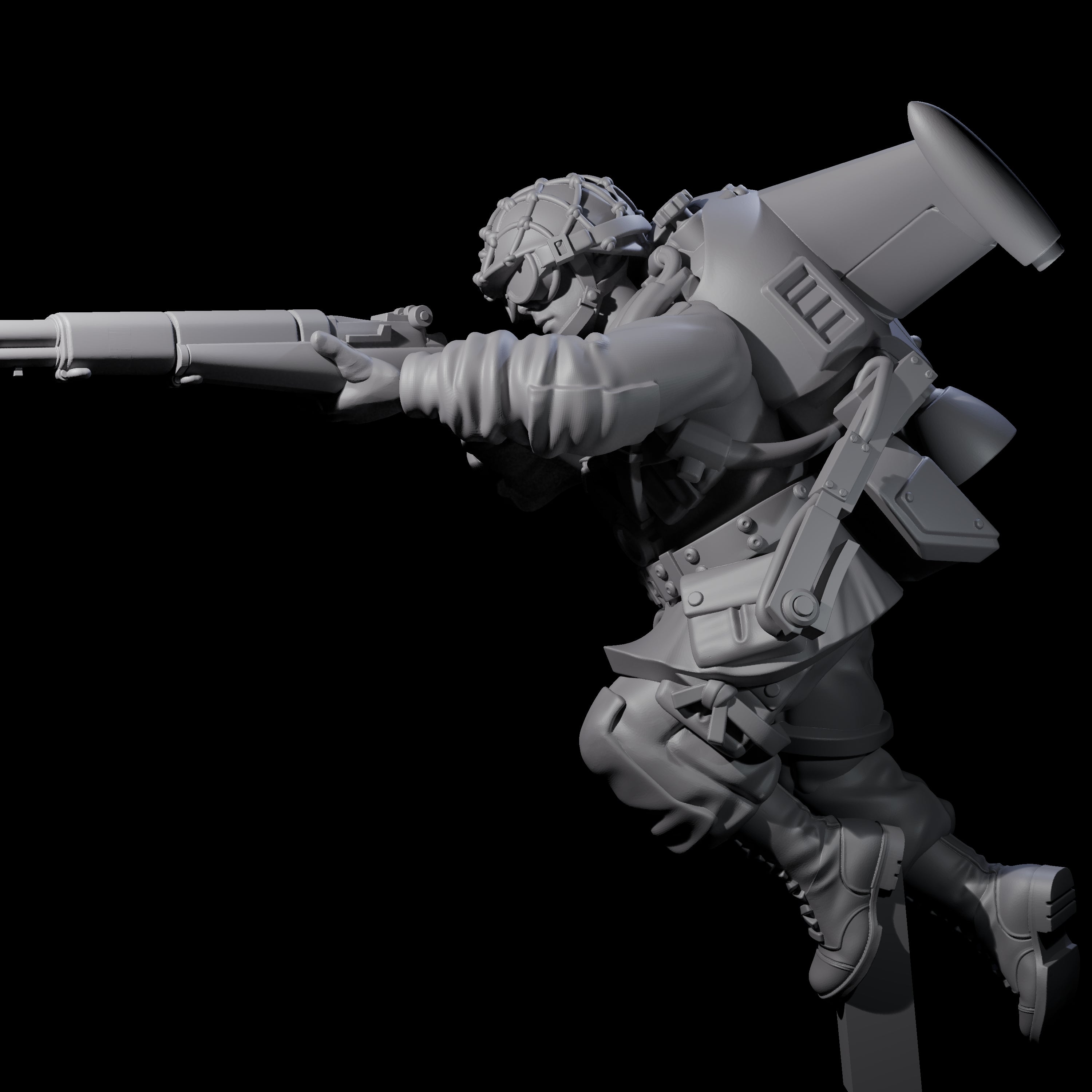 Weird War USA Diving Jetpack Rifleman K Miniature for Dungeons and Dragons, Pathfinder or other TTRPGs