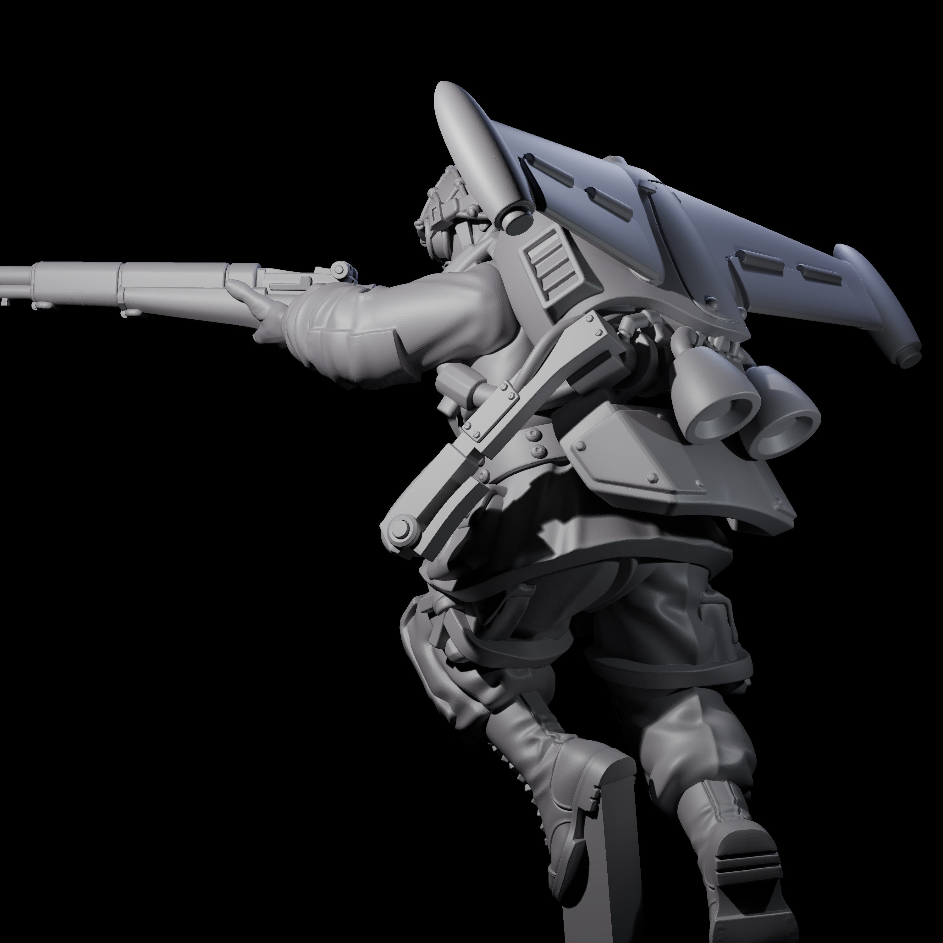 Weird War USA Diving Jetpack Rifleman K Miniature for Dungeons and Dragons, Pathfinder or other TTRPGs