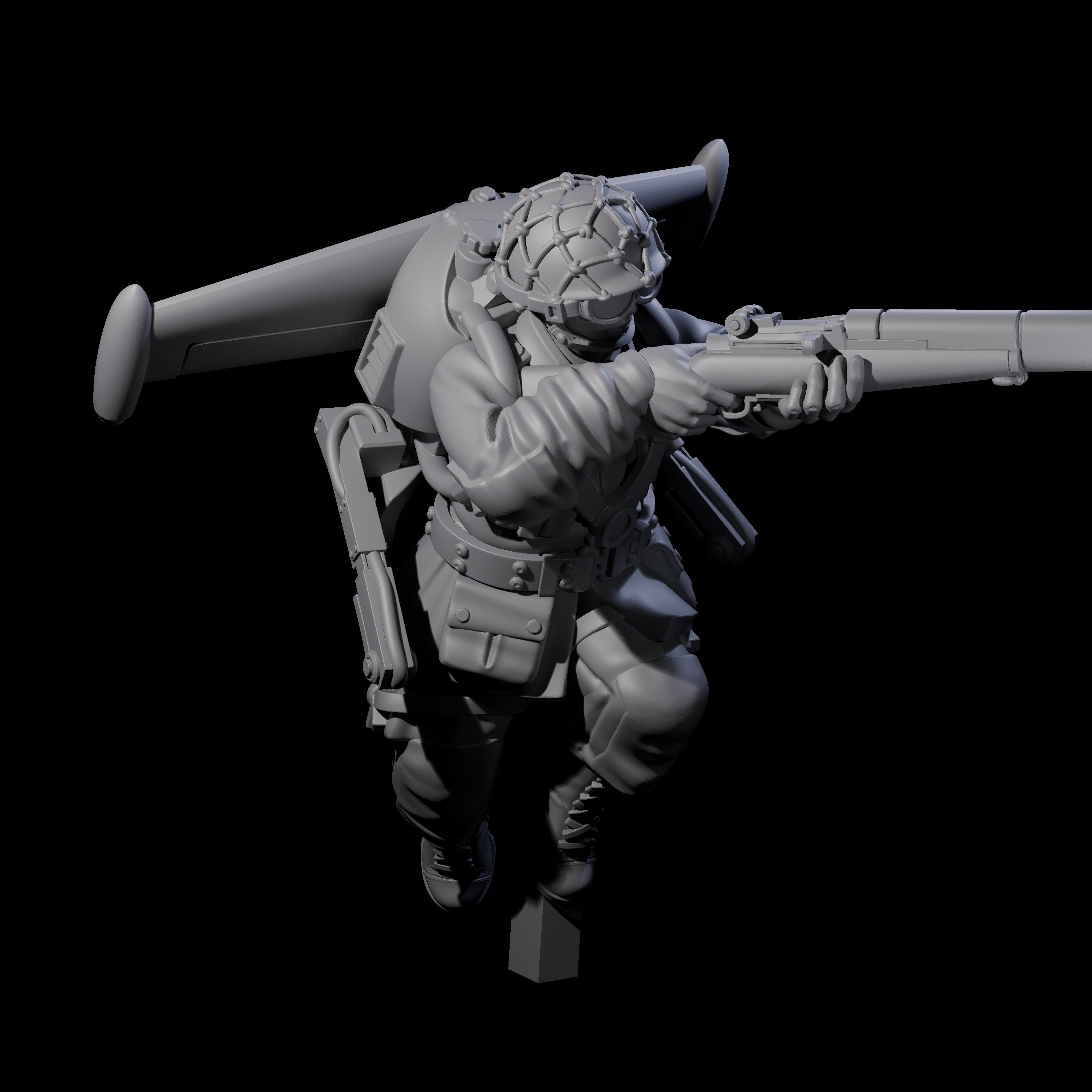 Weird War USA Diving Jetpack Rifleman K Miniature for Dungeons and Dragons, Pathfinder or other TTRPGs
