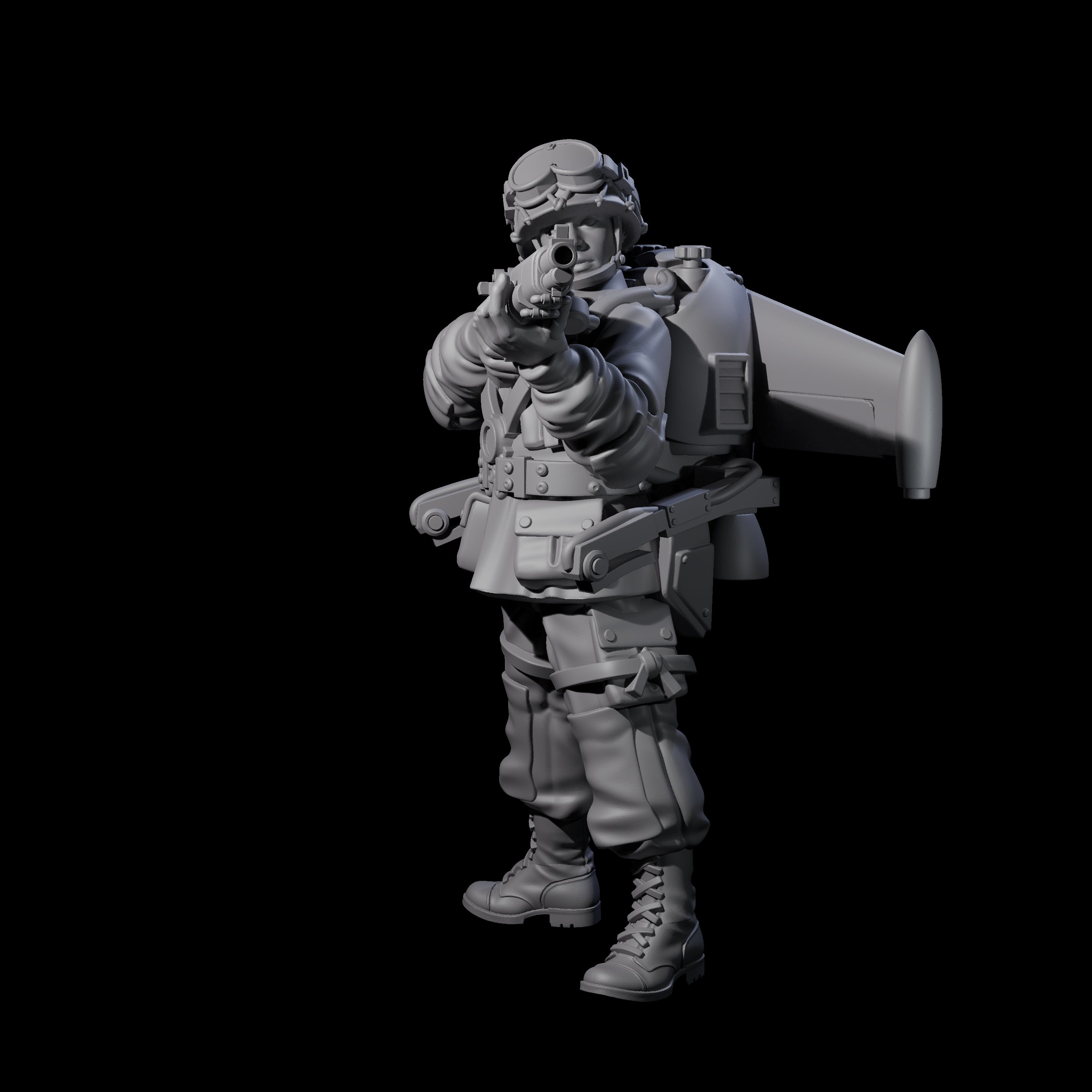 Weird War USA Diving Jetpack Rifleman L Miniature for Dungeons and Dragons, Pathfinder or other TTRPGs
