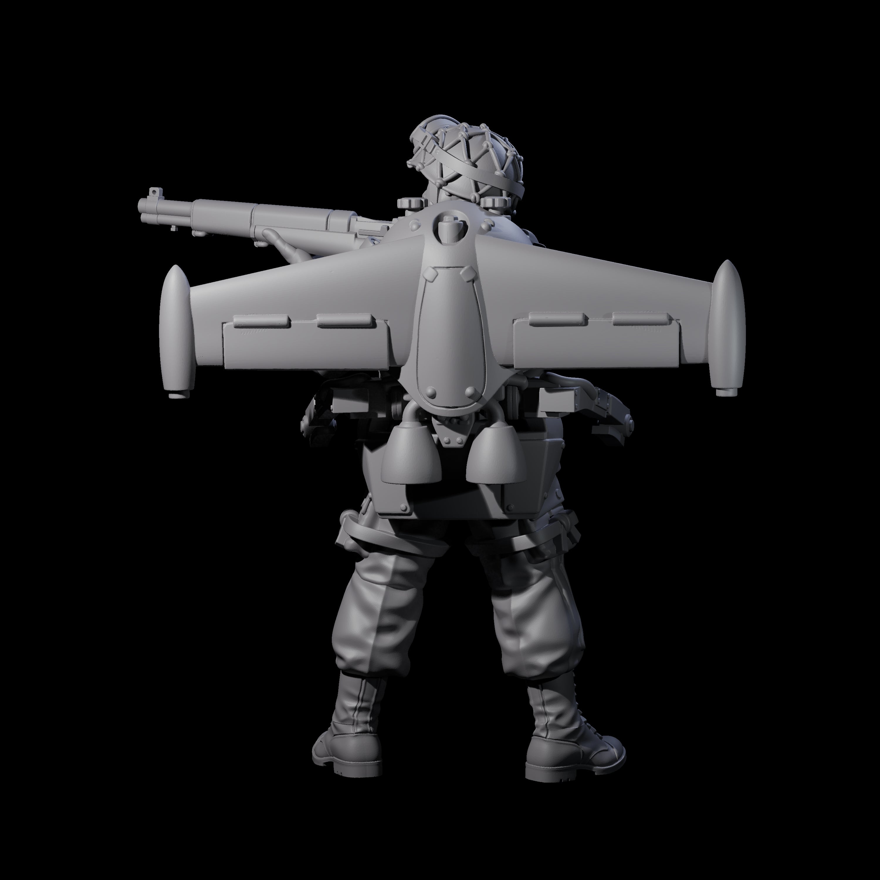 Weird War USA Diving Jetpack Rifleman L Miniature for Dungeons and Dragons, Pathfinder or other TTRPGs