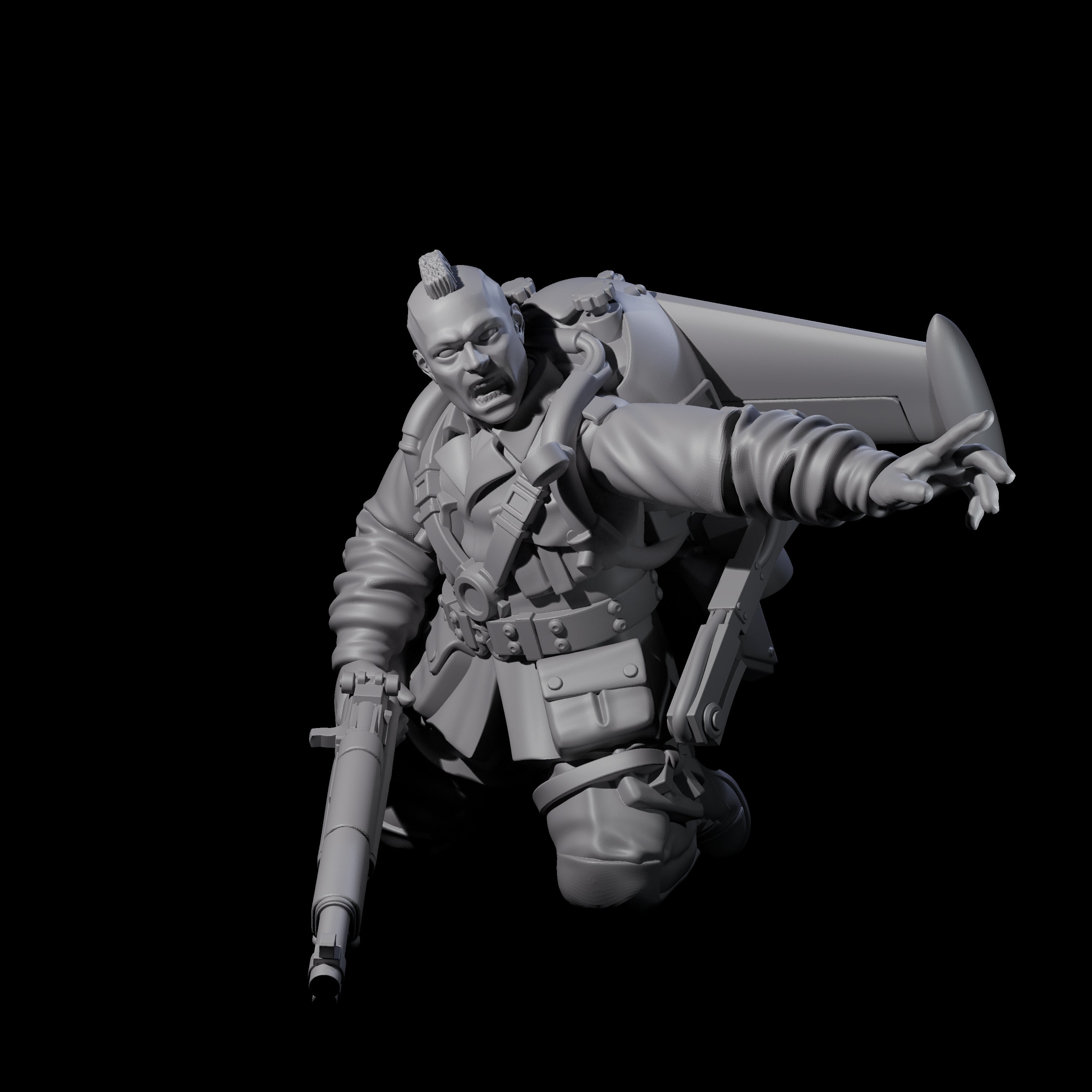 Weird War USA Diving Jetpack Riflemen Miniature for Dungeons and Dragons, Pathfinder or other TTRPGs