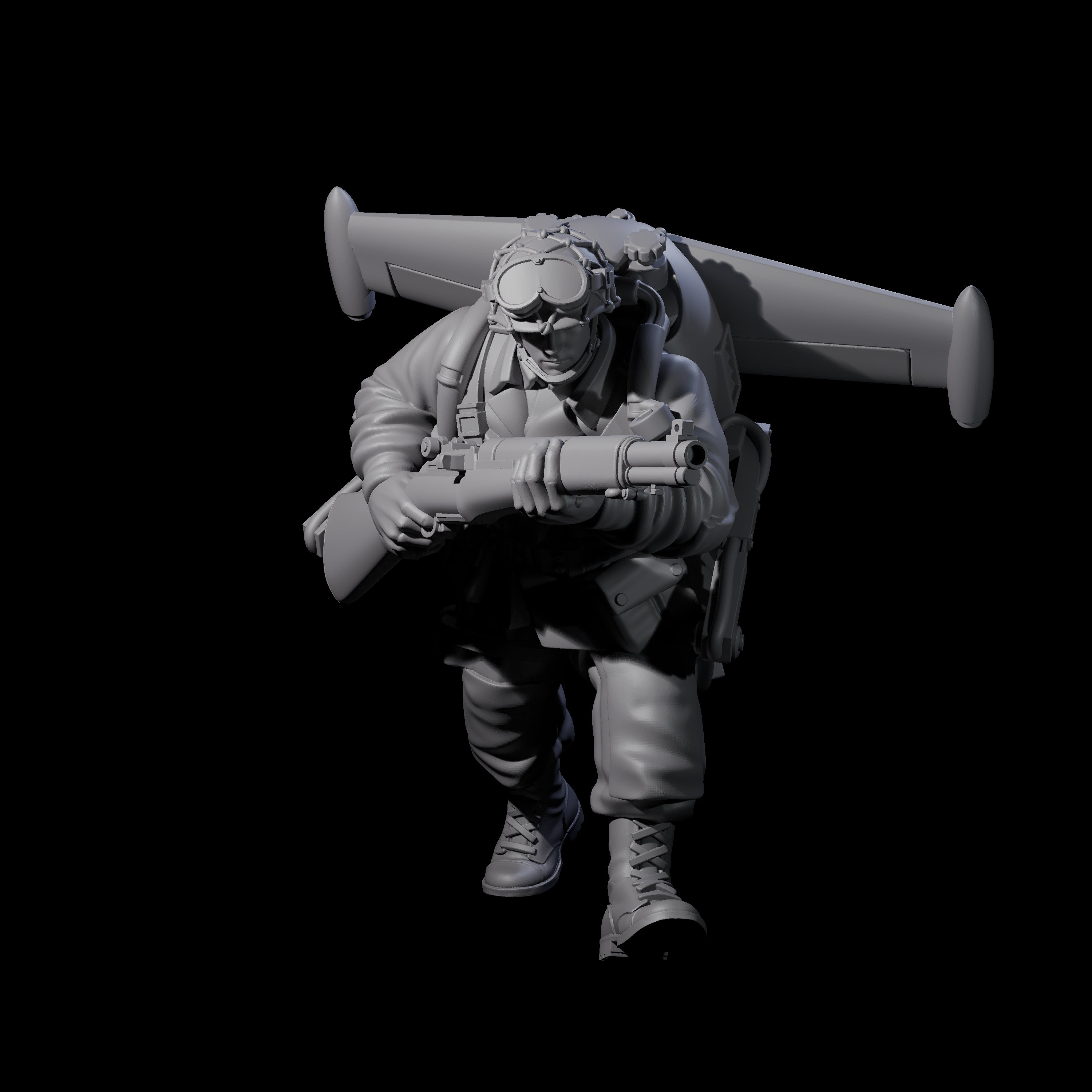 Weird War USA Diving Jetpack Riflemen Miniature for Dungeons and Dragons, Pathfinder or other TTRPGs