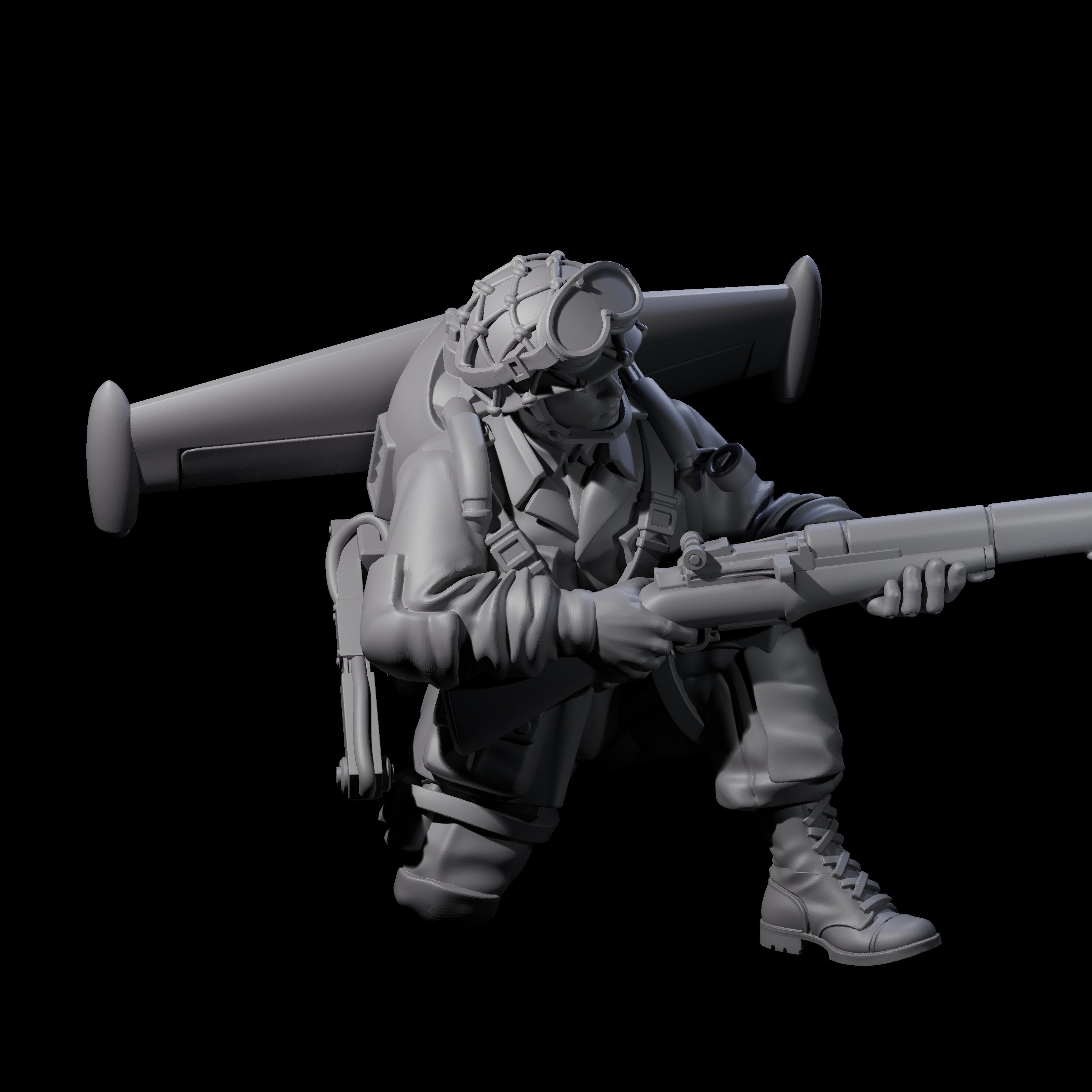 Weird War USA Diving Jetpack Riflemen Miniature for Dungeons and Dragons, Pathfinder or other TTRPGs