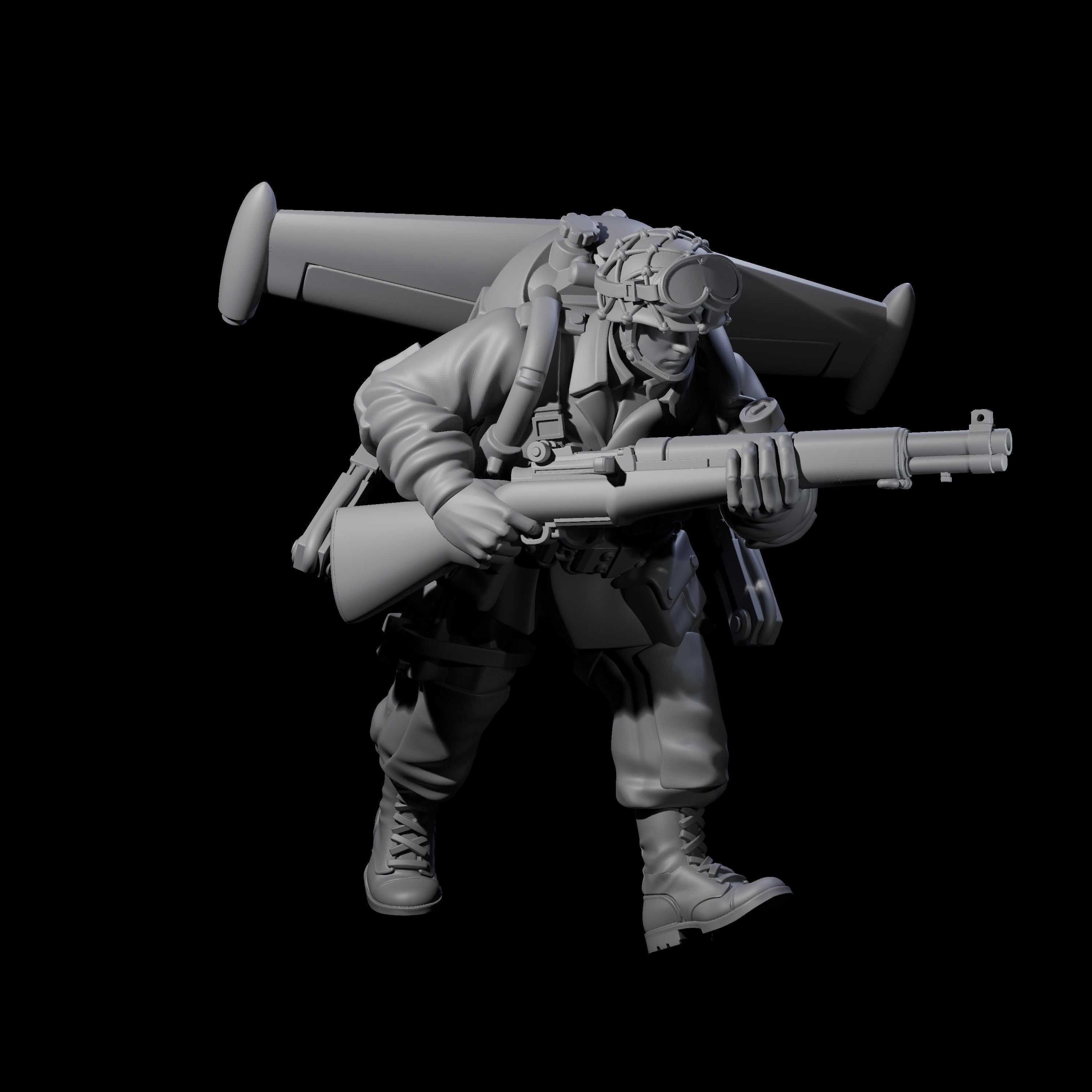 Weird War USA Diving Jetpack Riflemen Miniature for Dungeons and Dragons, Pathfinder or other TTRPGs