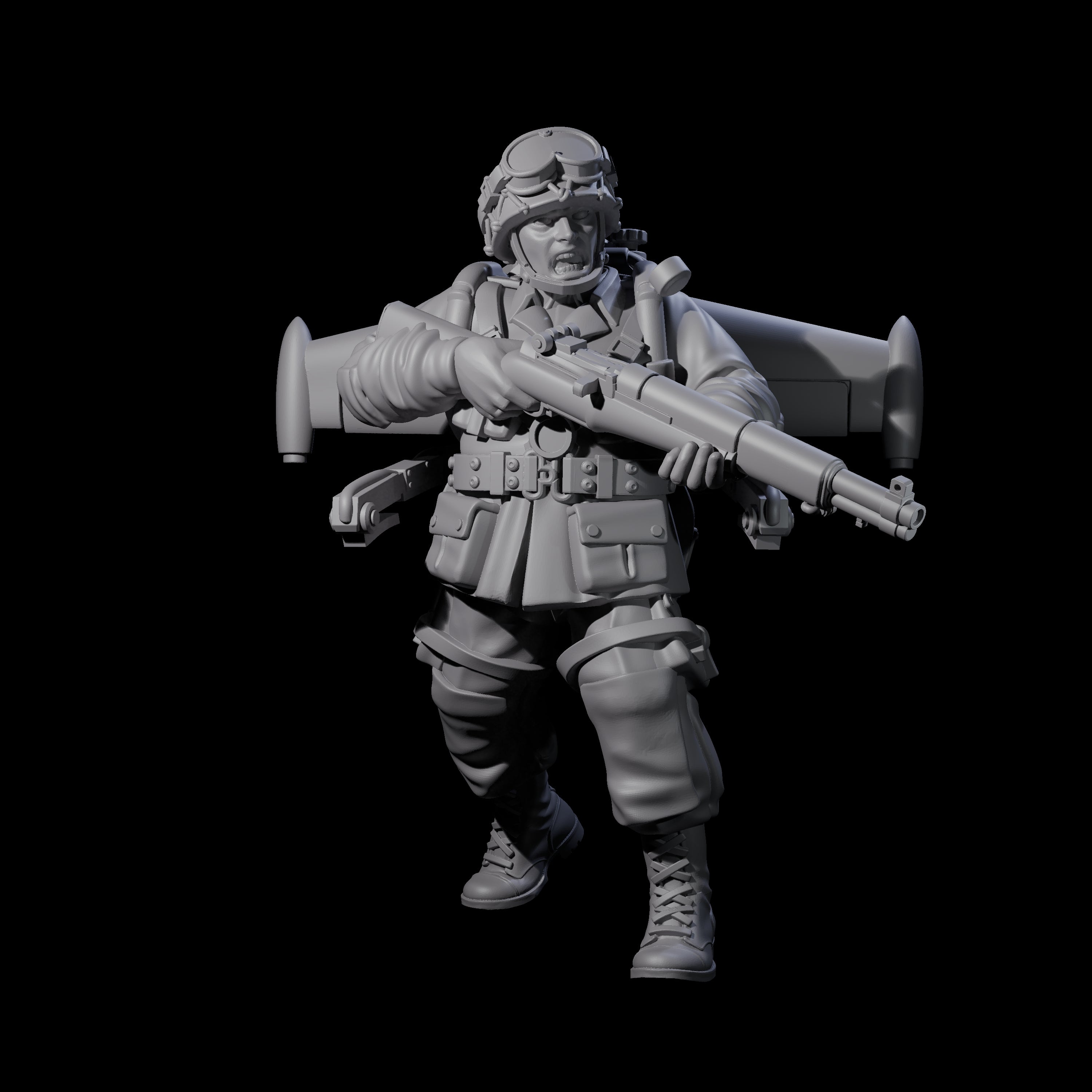 Weird War USA Diving Jetpack Riflemen Miniature for Dungeons and Dragons, Pathfinder or other TTRPGs