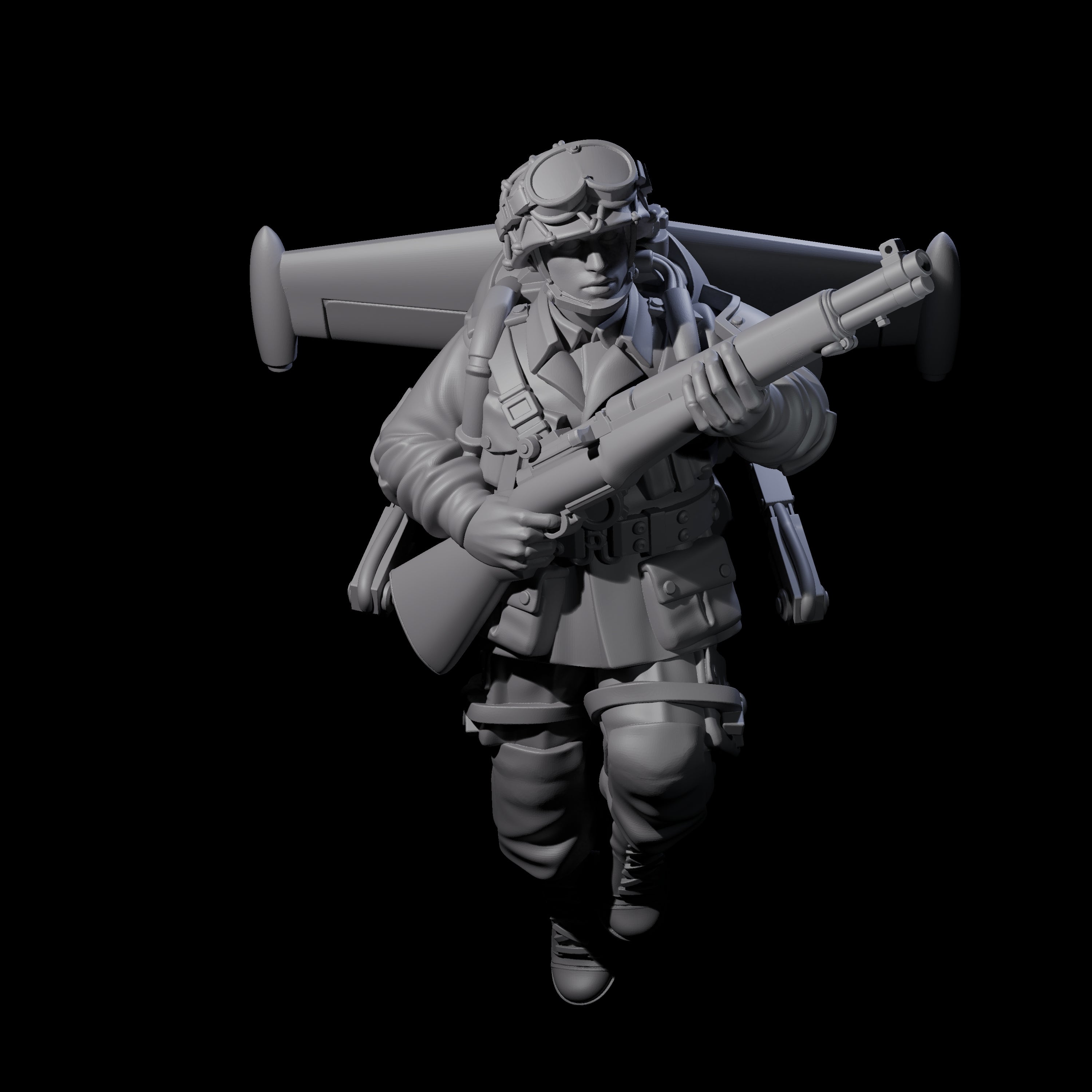 Weird War USA Diving Jetpack Riflemen Miniature for Dungeons and Dragons, Pathfinder or other TTRPGs