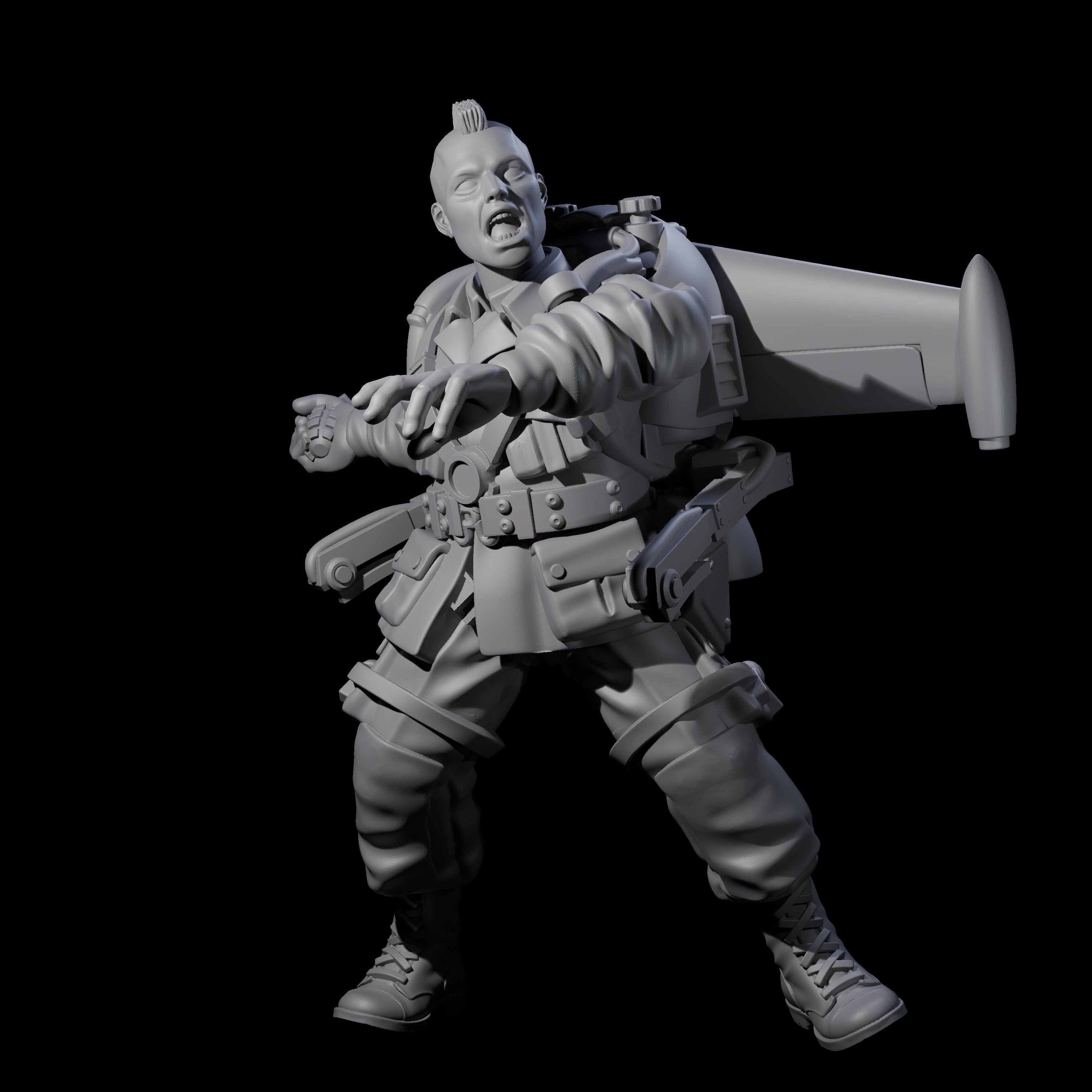 Weird War USA Lobbing Jetpack Grenadier A Miniature for Dungeons and Dragons, Pathfinder or other TTRPGs