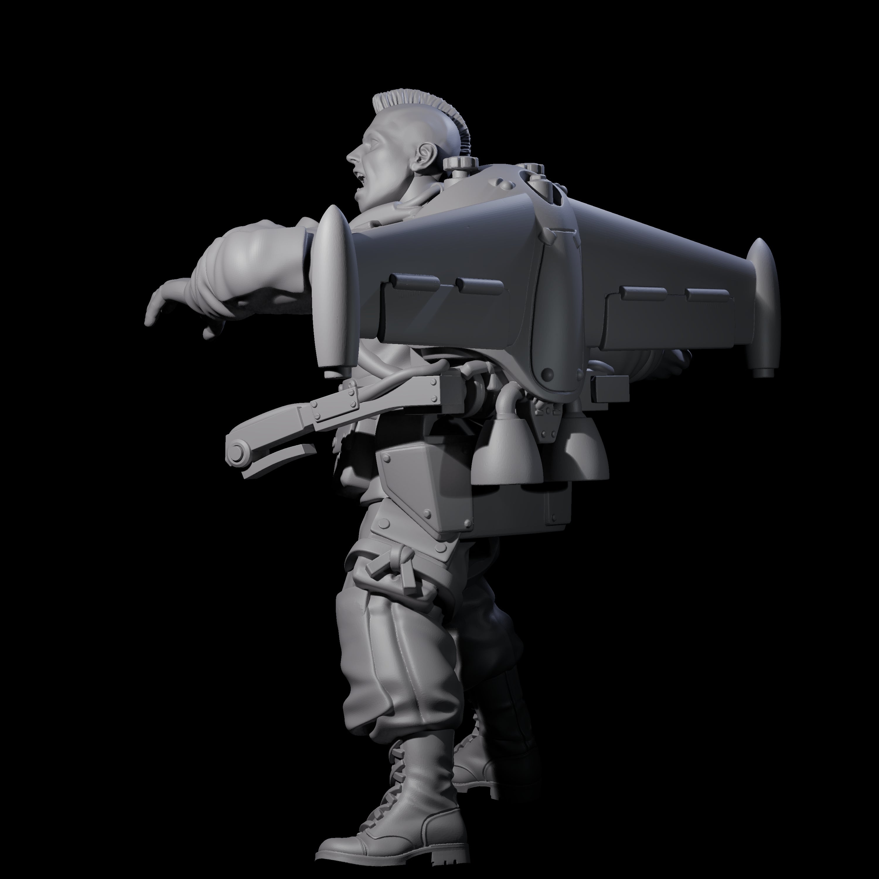 Weird War USA Lobbing Jetpack Grenadier A Miniature for Dungeons and Dragons, Pathfinder or other TTRPGs