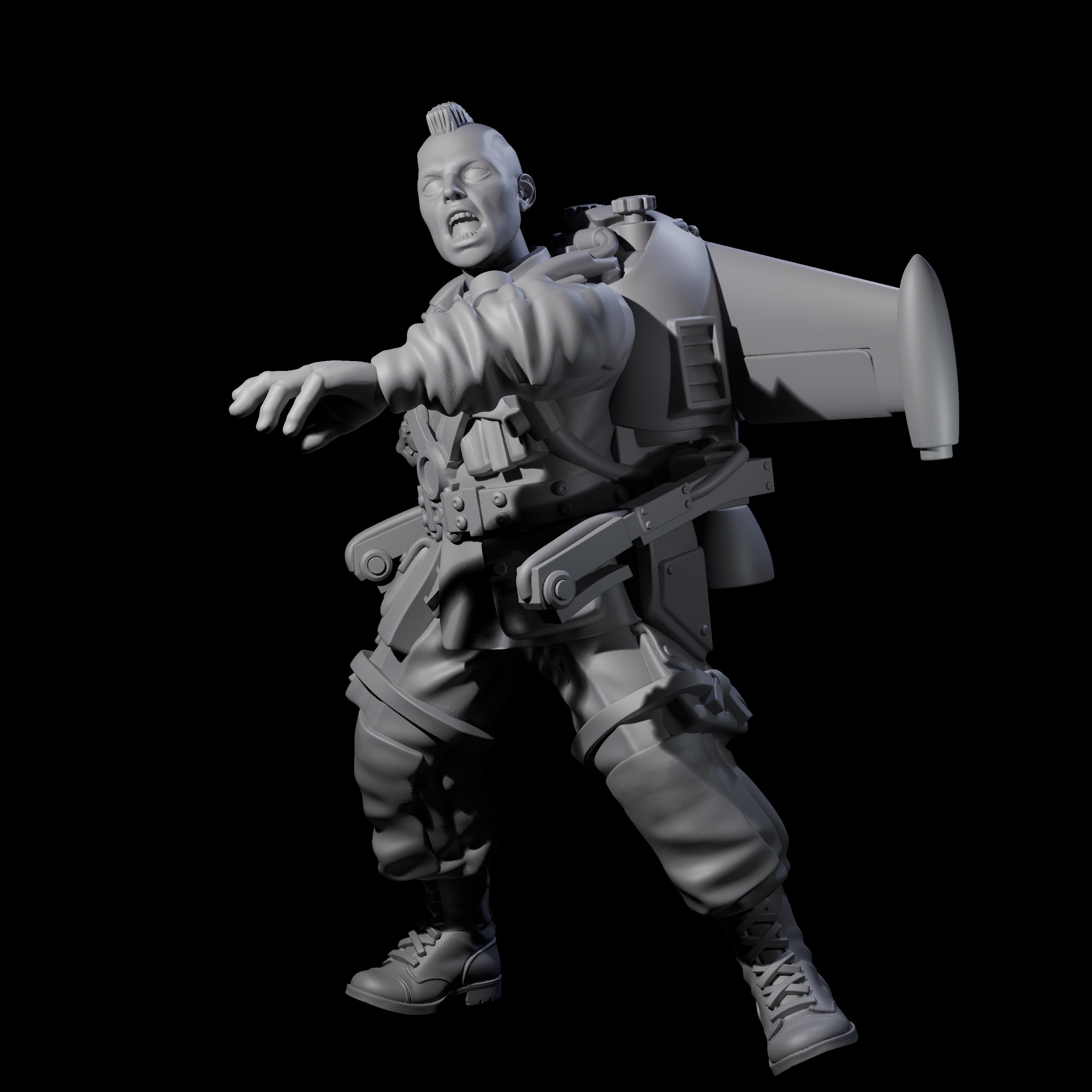 Weird War USA Lobbing Jetpack Grenadier A Miniature for Dungeons and Dragons, Pathfinder or other TTRPGs