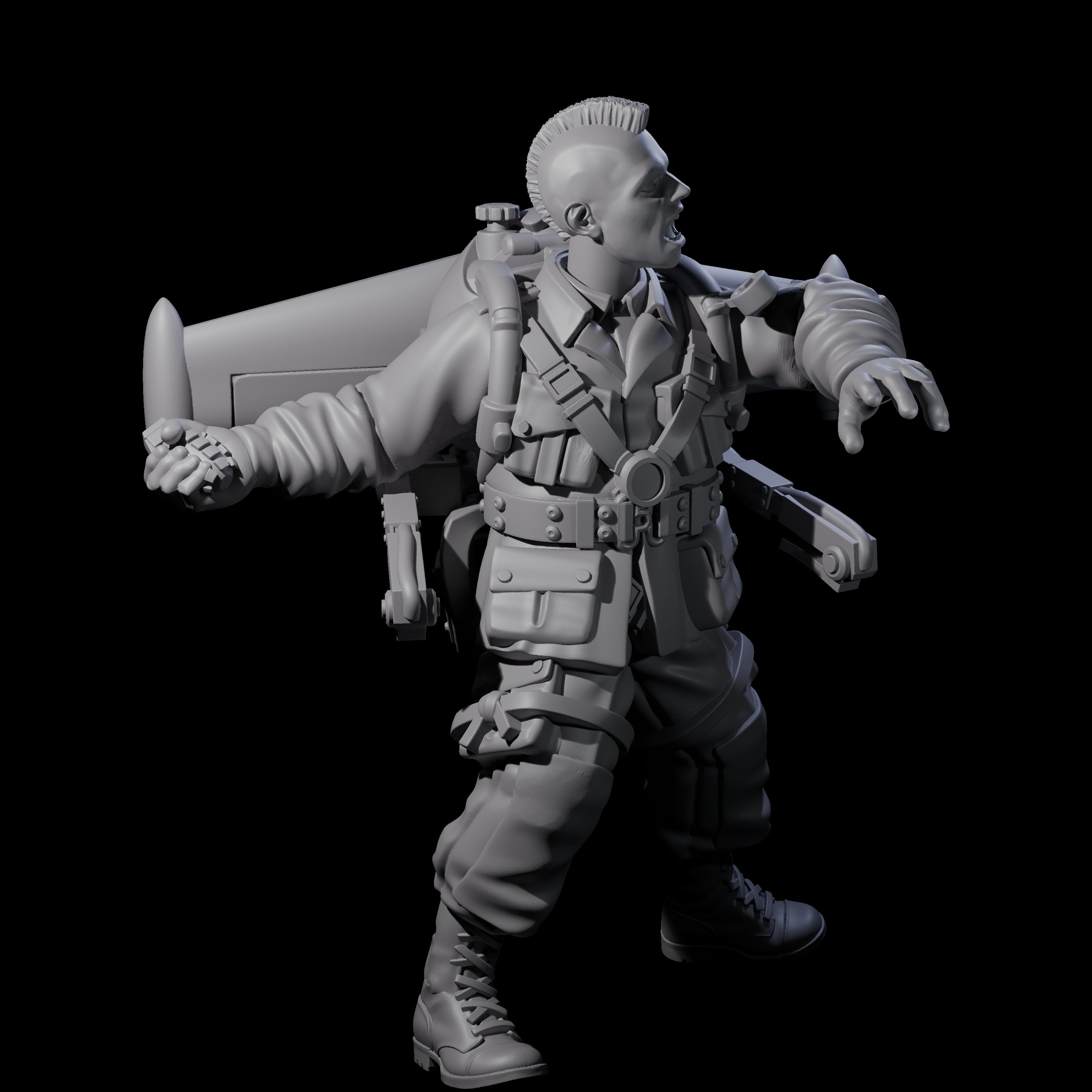 Weird War USA Lobbing Jetpack Grenadier A Miniature for Dungeons and Dragons, Pathfinder or other TTRPGs