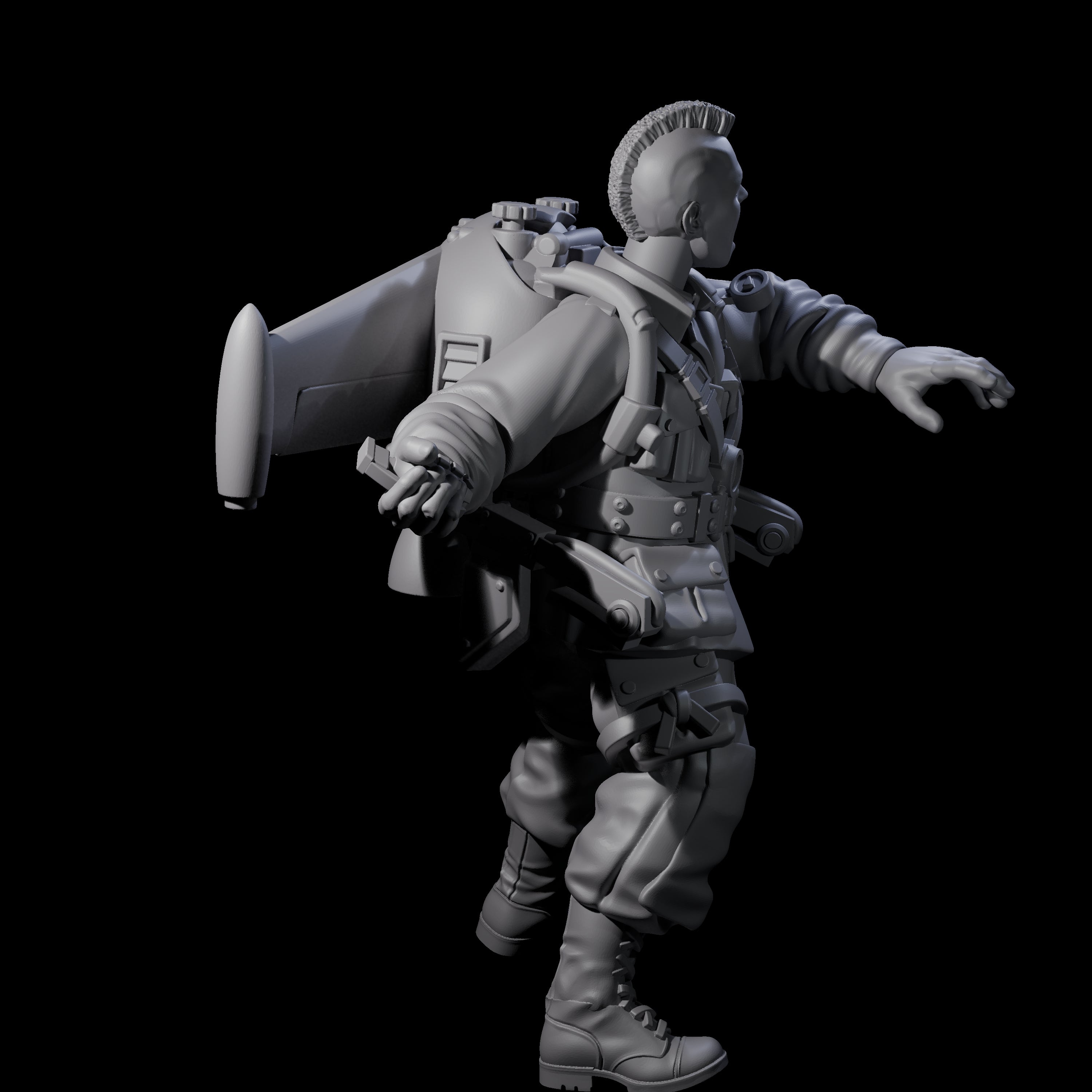 Weird War USA Lobbing Jetpack Grenadier A Miniature for Dungeons and Dragons, Pathfinder or other TTRPGs