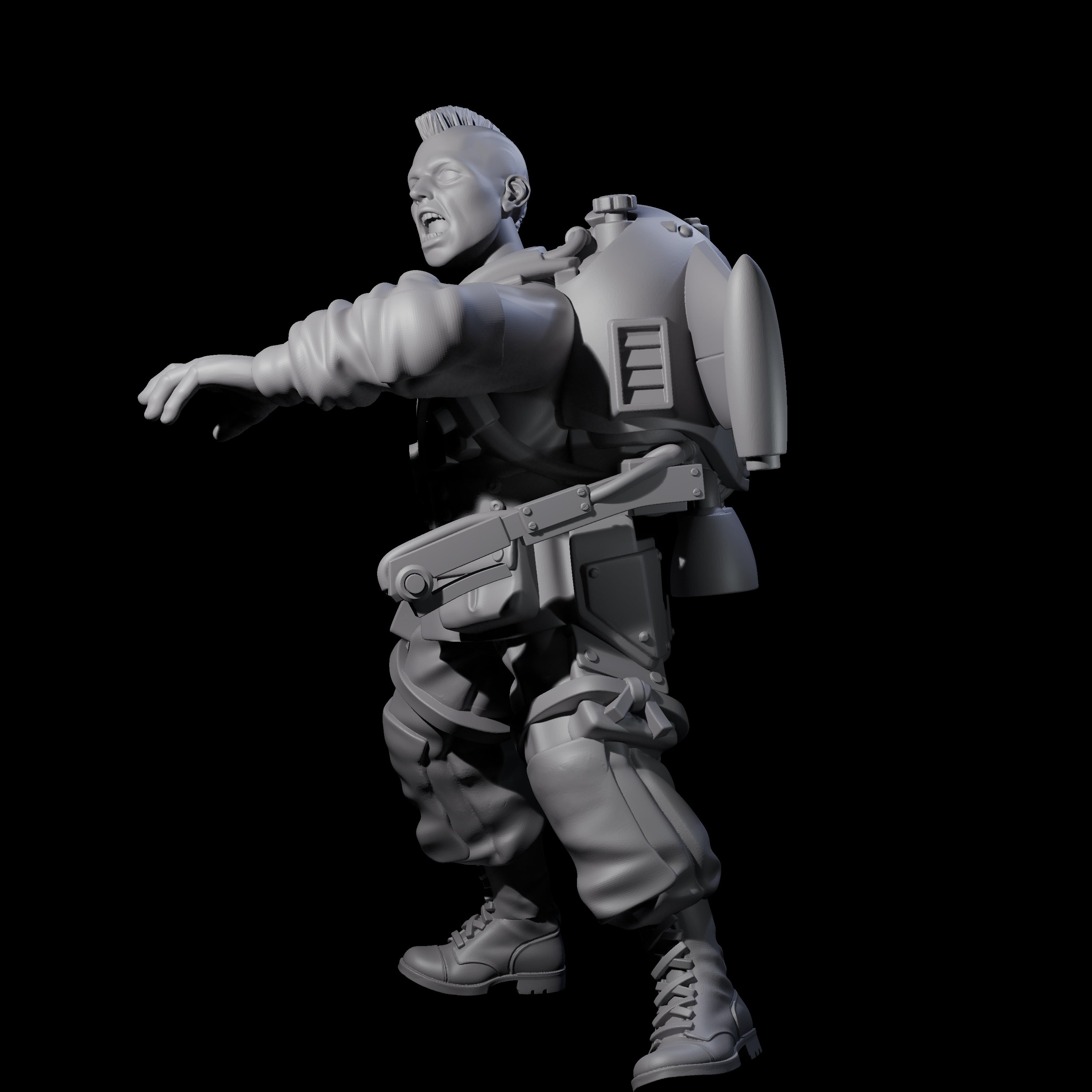 Weird War USA Lobbing Jetpack Grenadier A Miniature for Dungeons and Dragons, Pathfinder or other TTRPGs