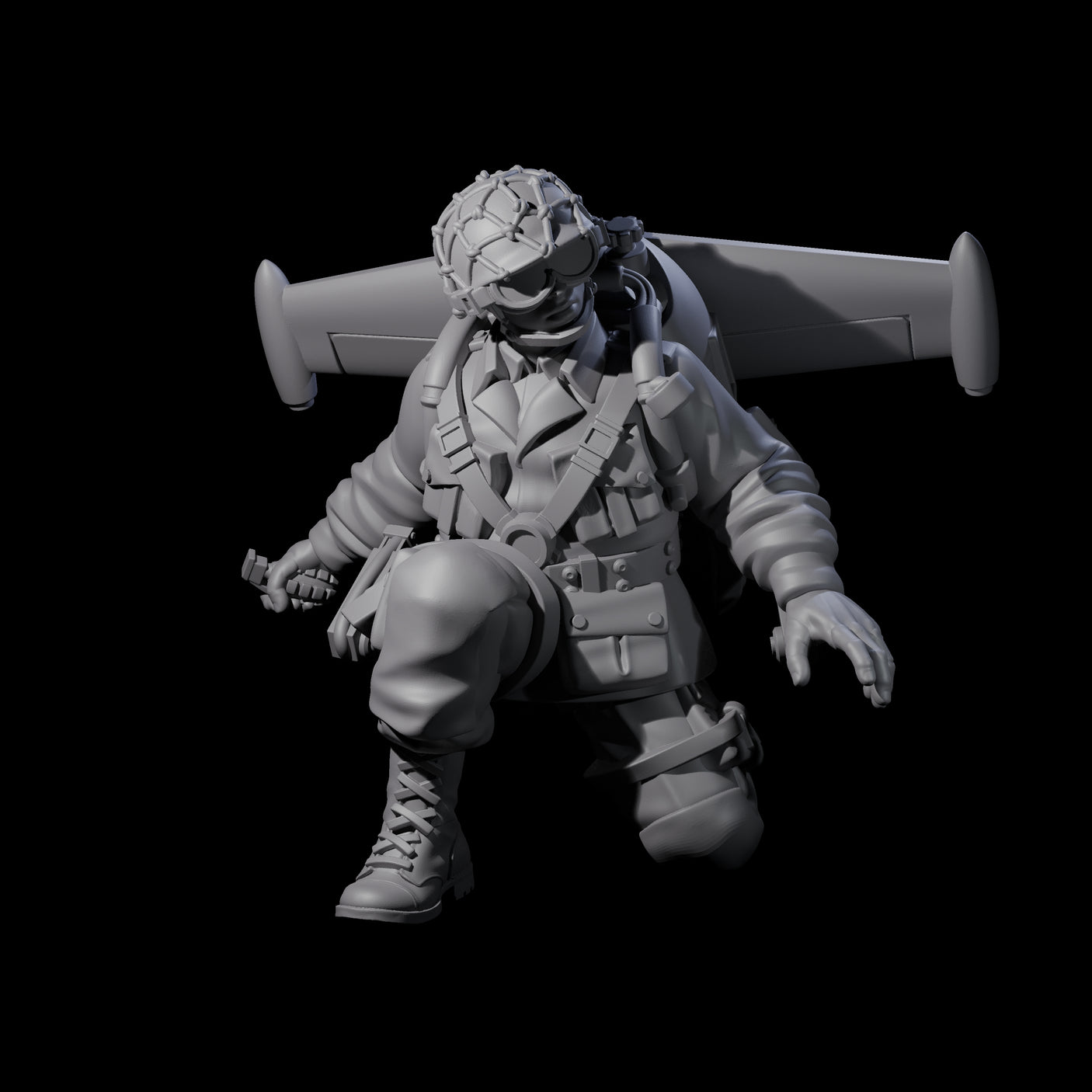 Weird War USA Lobbing Jetpack Grenadier B Miniature for Dungeons and Dragons, Pathfinder or other TTRPGs