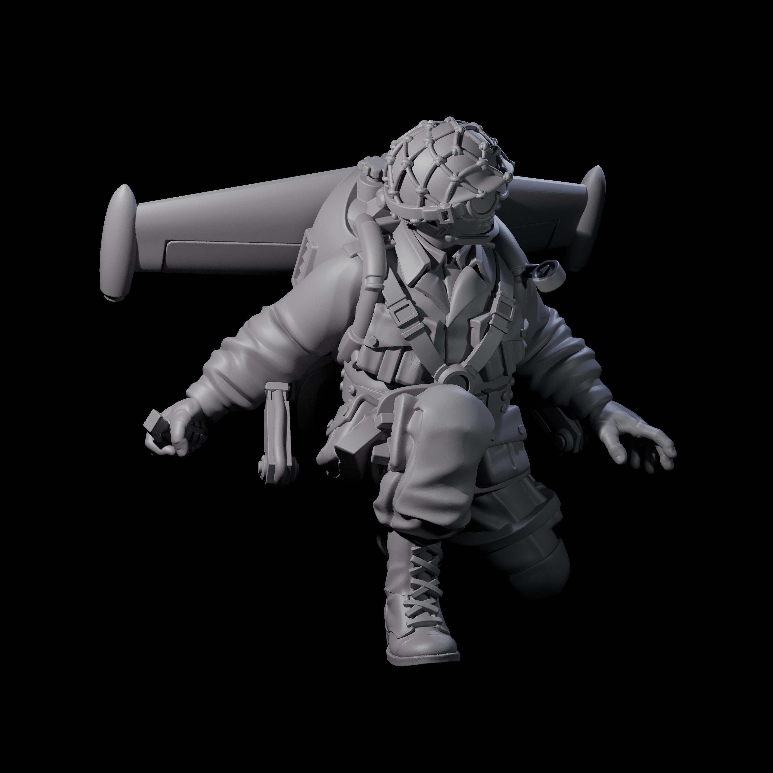 Weird War USA Lobbing Jetpack Grenadier B Miniature for Dungeons and Dragons, Pathfinder or other TTRPGs