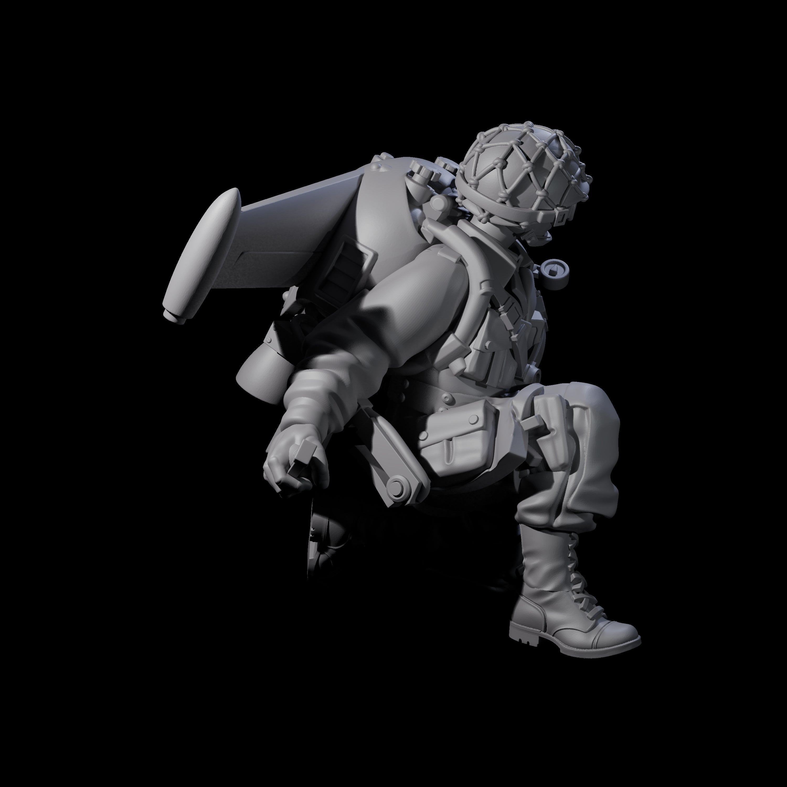 Weird War USA Lobbing Jetpack Grenadier B Miniature for Dungeons and Dragons, Pathfinder or other TTRPGs