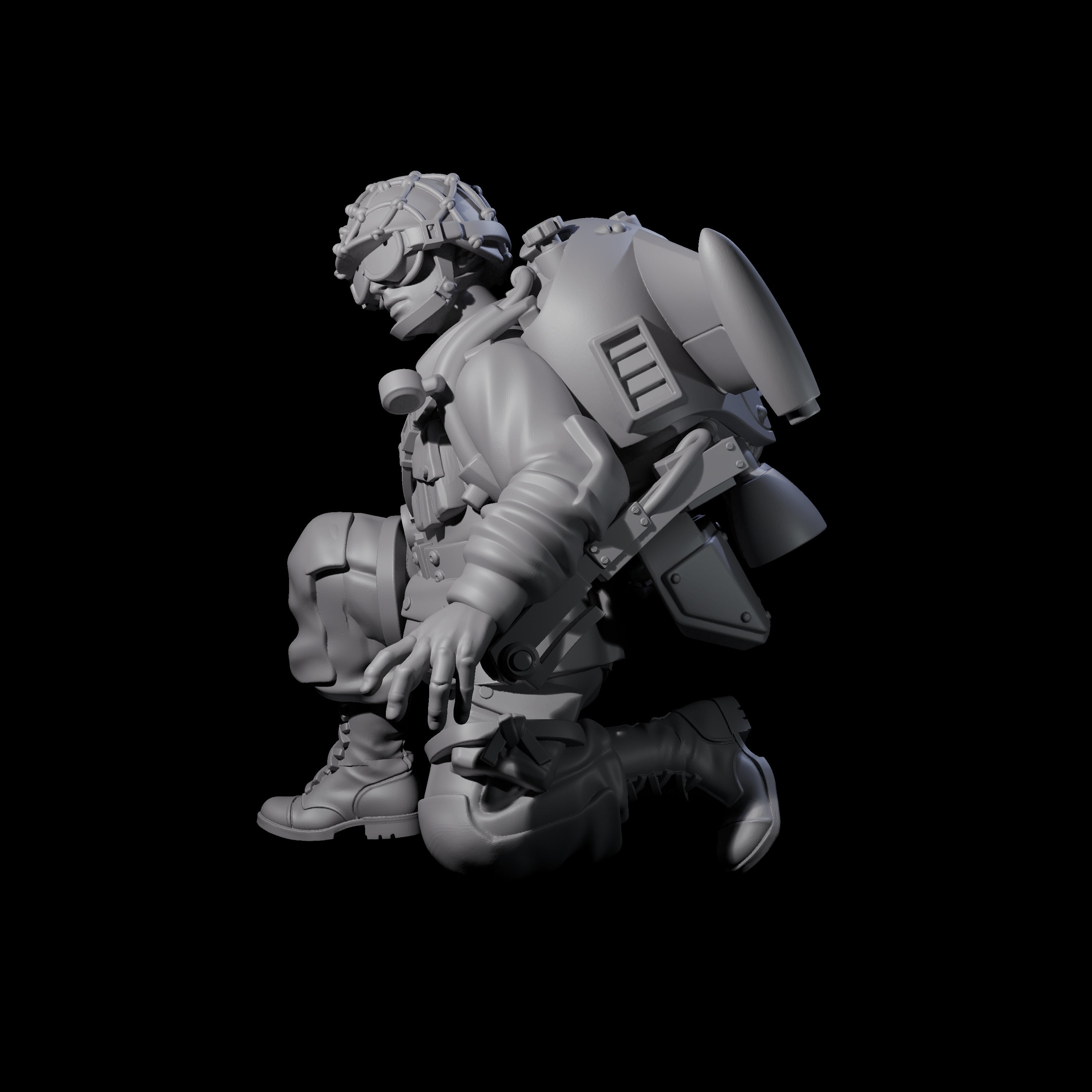 Weird War USA Lobbing Jetpack Grenadier B Miniature for Dungeons and Dragons, Pathfinder or other TTRPGs
