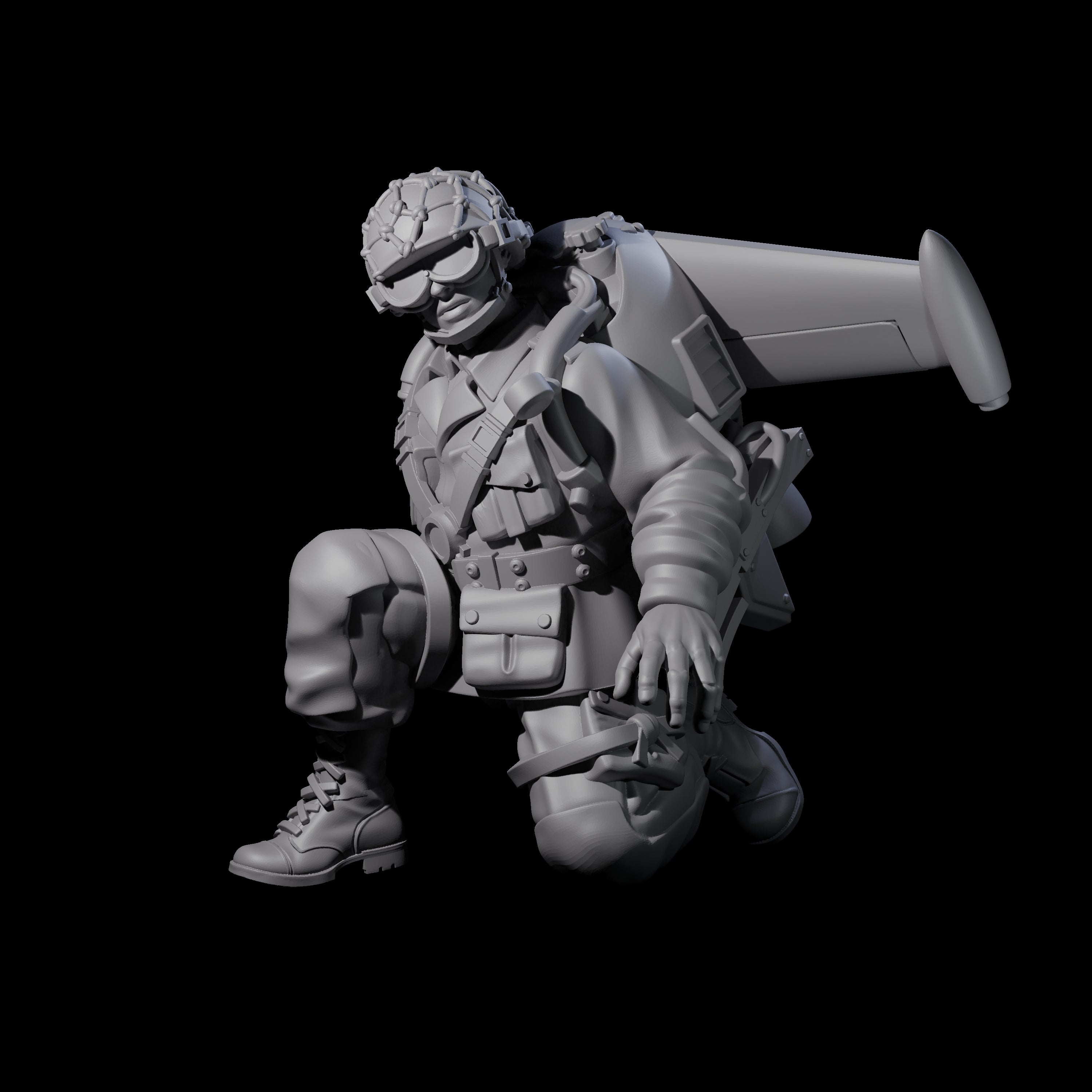 Weird War USA Lobbing Jetpack Grenadier B Miniature for Dungeons and Dragons, Pathfinder or other TTRPGs