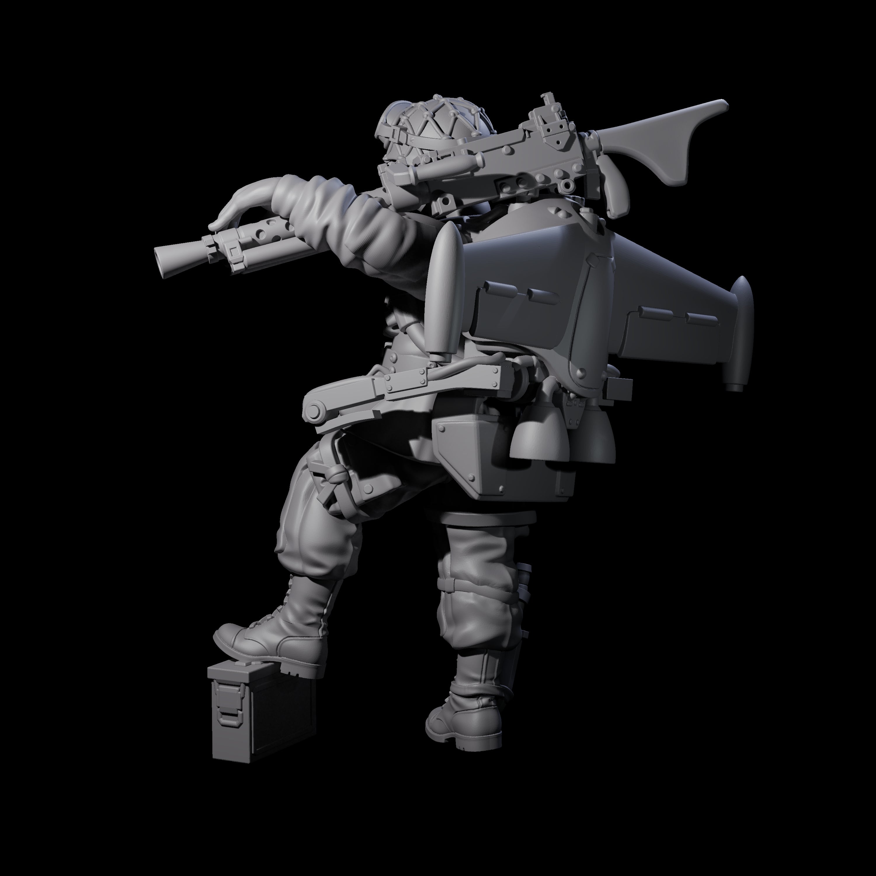 Weird War USA Resting Up Jetpack Machine Gunner A Miniature for Dungeons and Dragons, Pathfinder or other TTRPGs