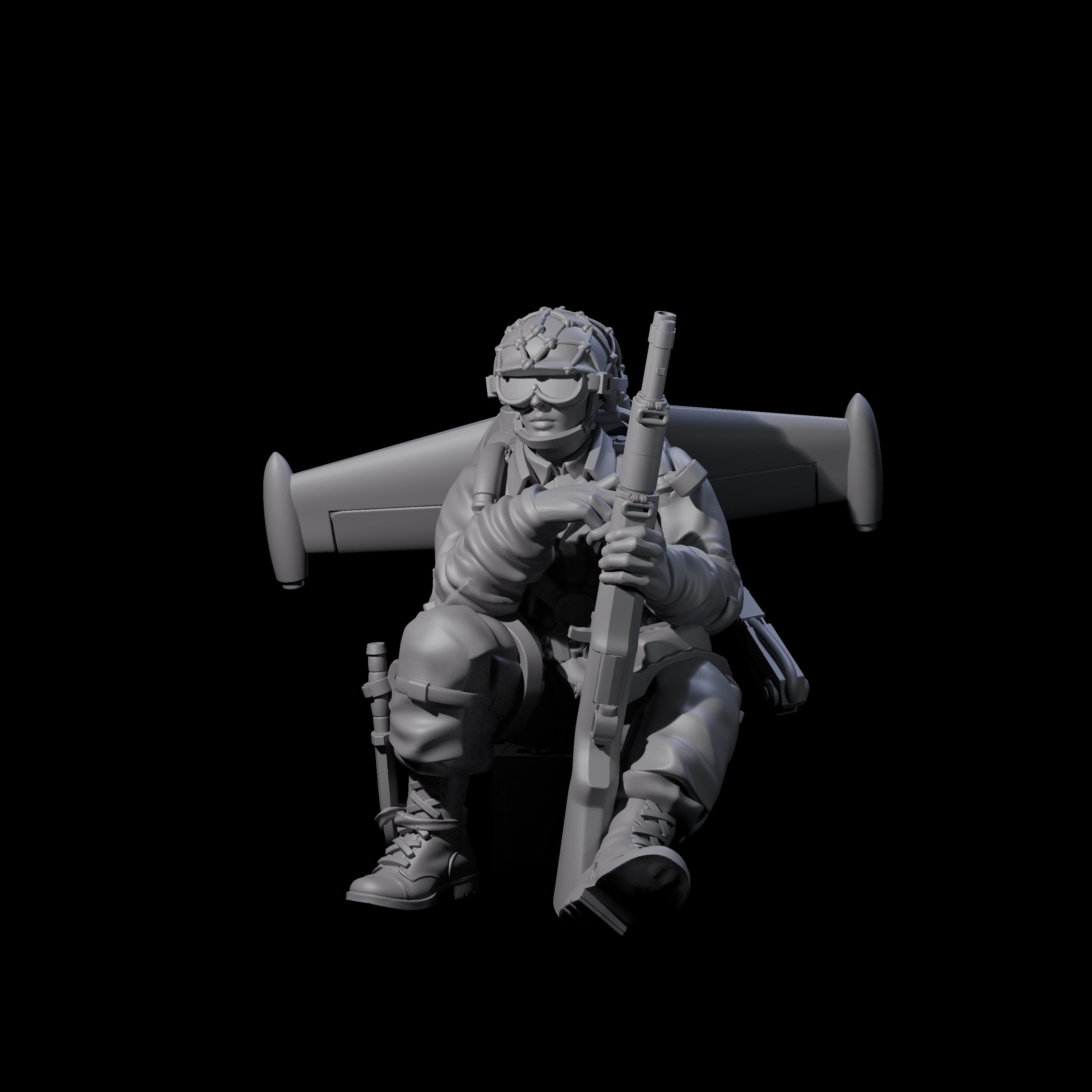 Weird War USA Resting Up Jetpack Machine Gunner B Miniature for Dungeons and Dragons, Pathfinder or other TTRPGs