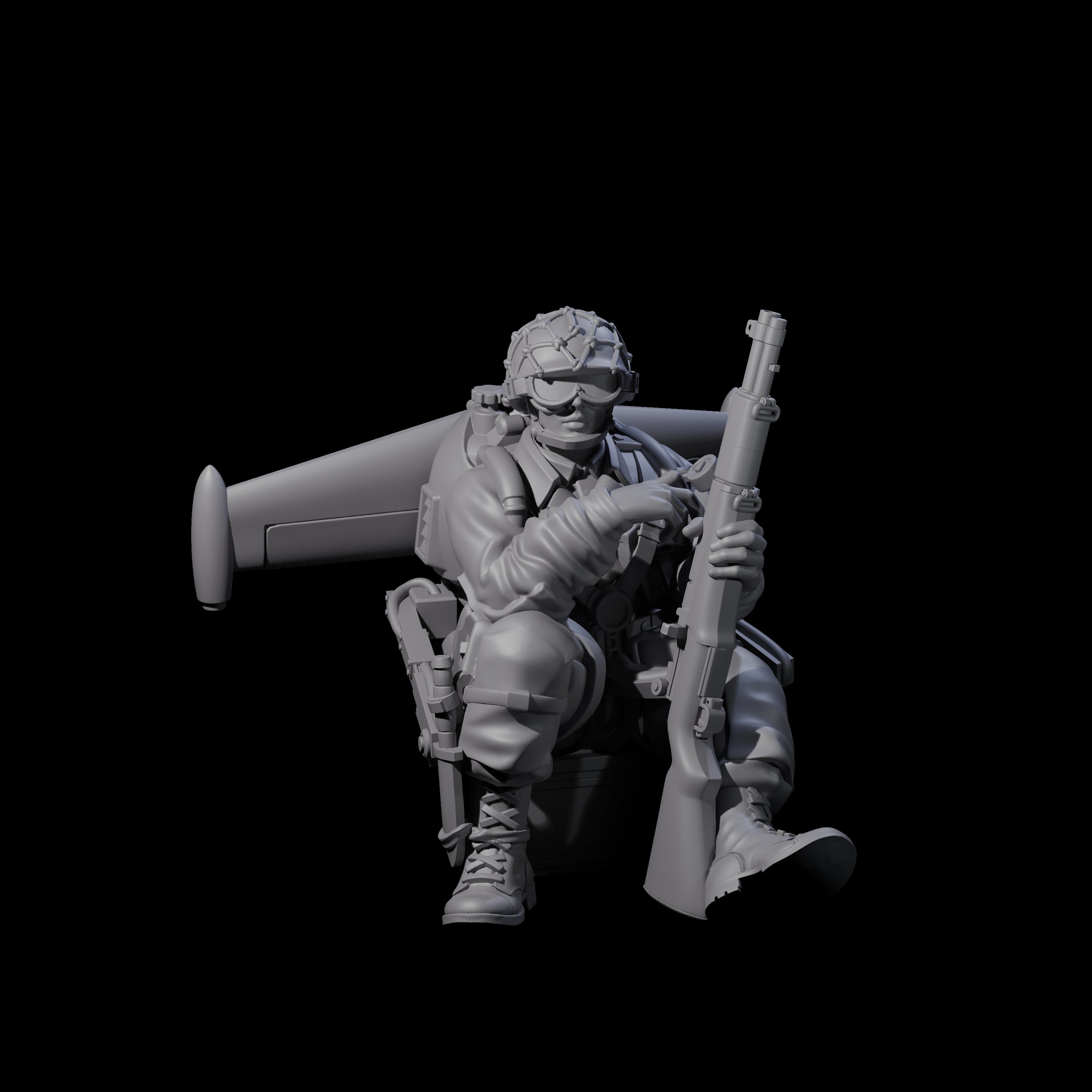 Weird War USA Resting Up Jetpack Machine Gunner B Miniature for Dungeons and Dragons, Pathfinder or other TTRPGs