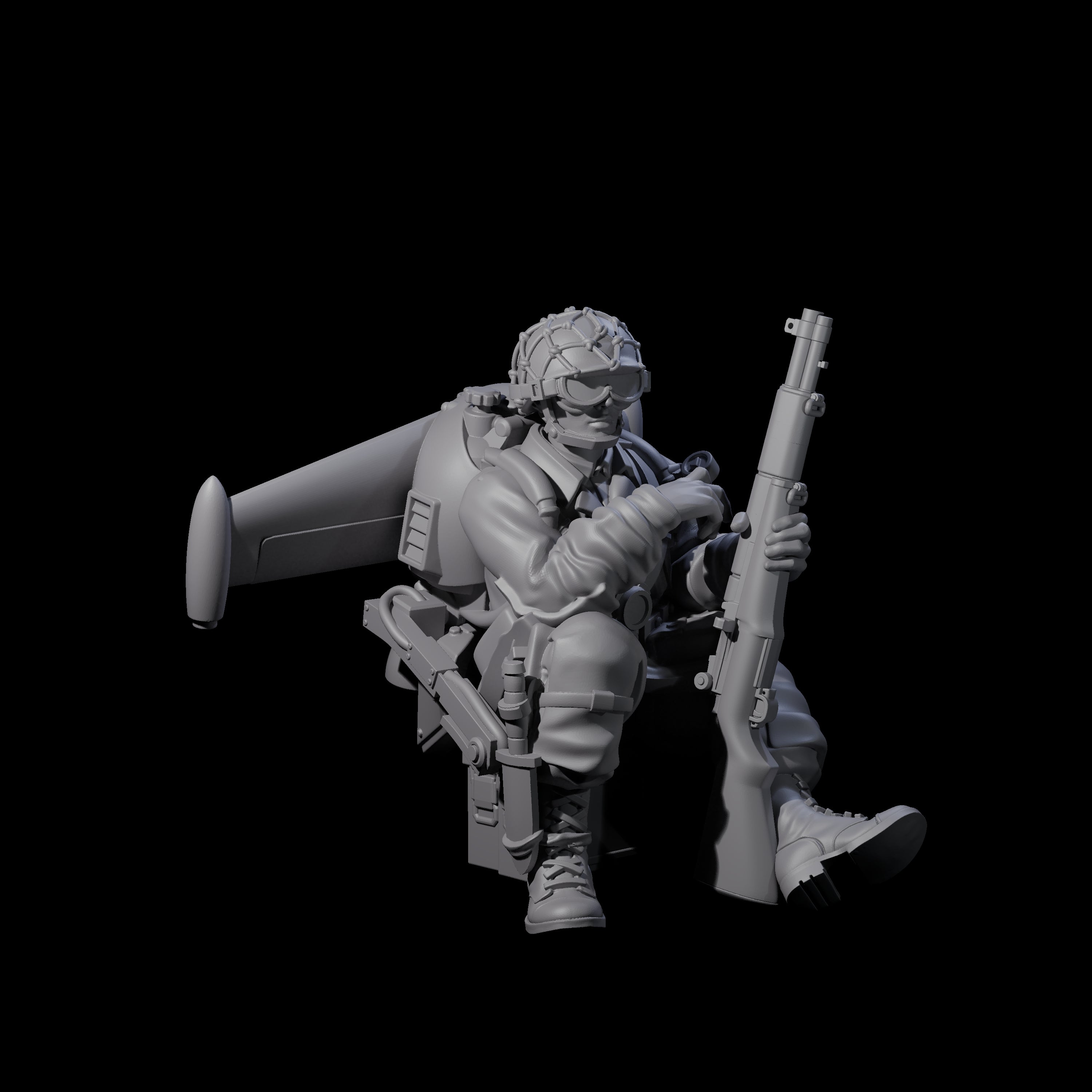 Weird War USA Resting Up Jetpack Machine Gunners Miniature for Dungeons and Dragons, Pathfinder or other TTRPGs