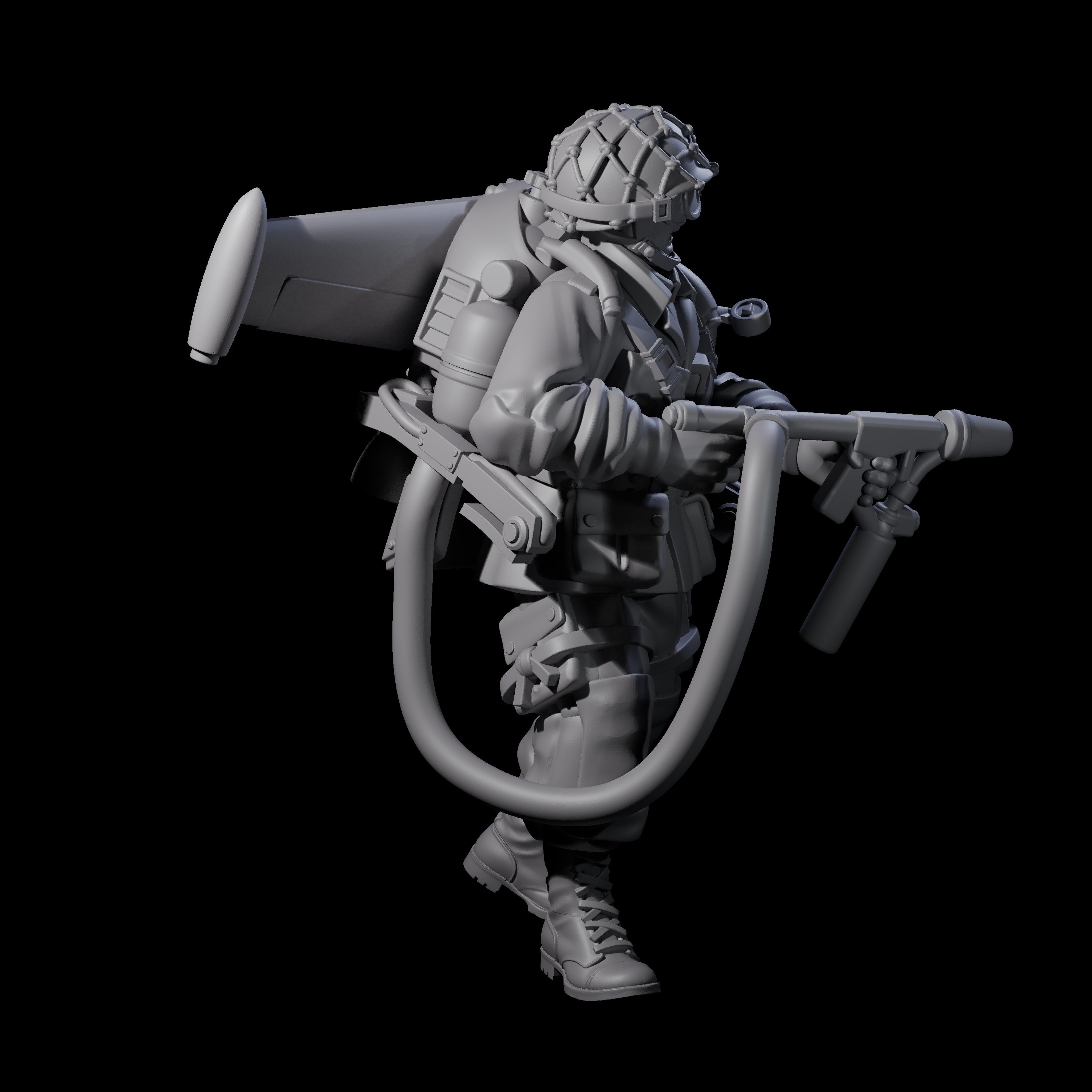 Weird War USA Scorched Jetpack Flamethrower A Miniature for Dungeons and Dragons, Pathfinder or other TTRPGs